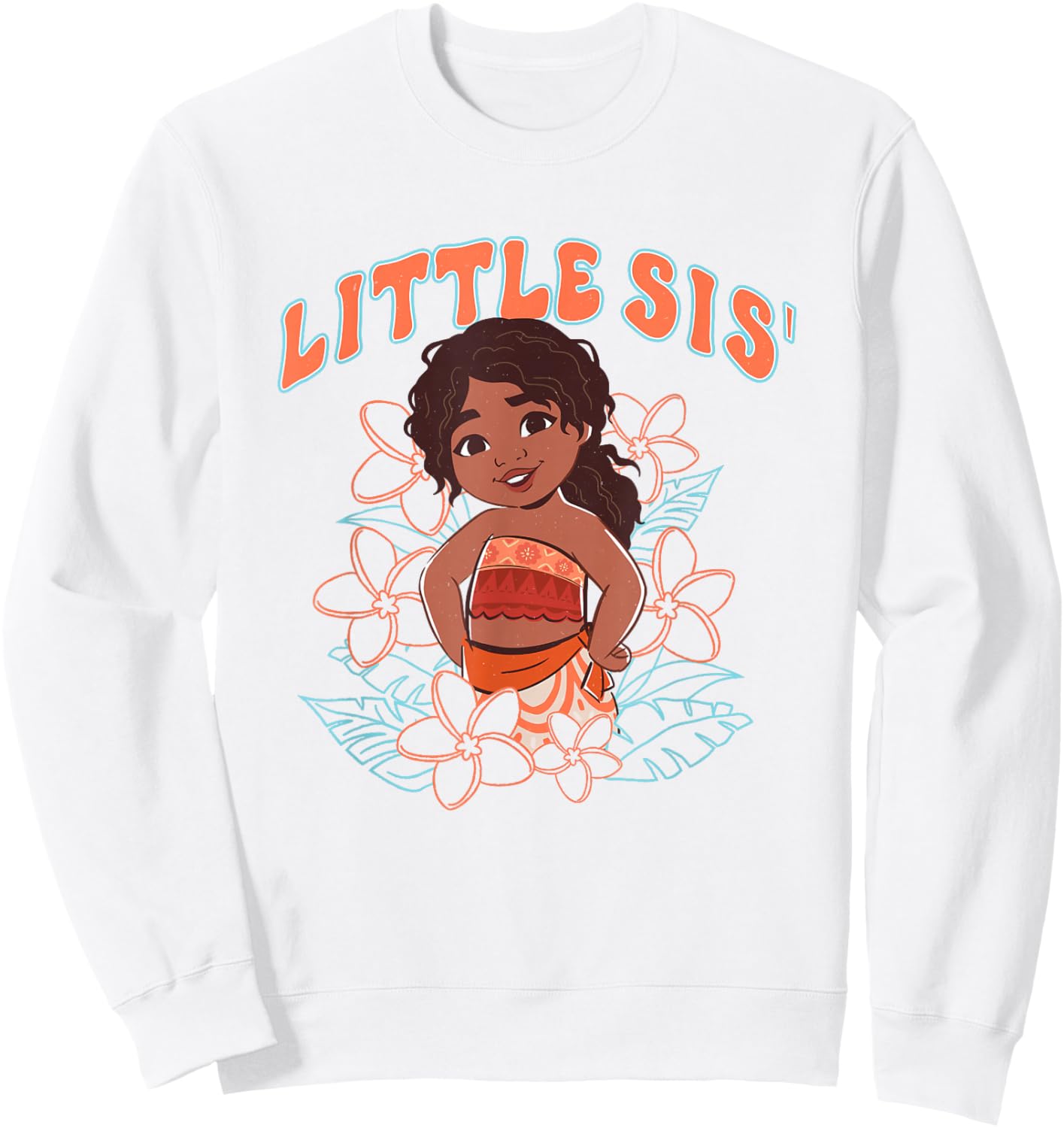 Disney Moana 2 Little Sis' Cute Simea Tropical Floral Logo Sweatshirt - Sweatshirt | White