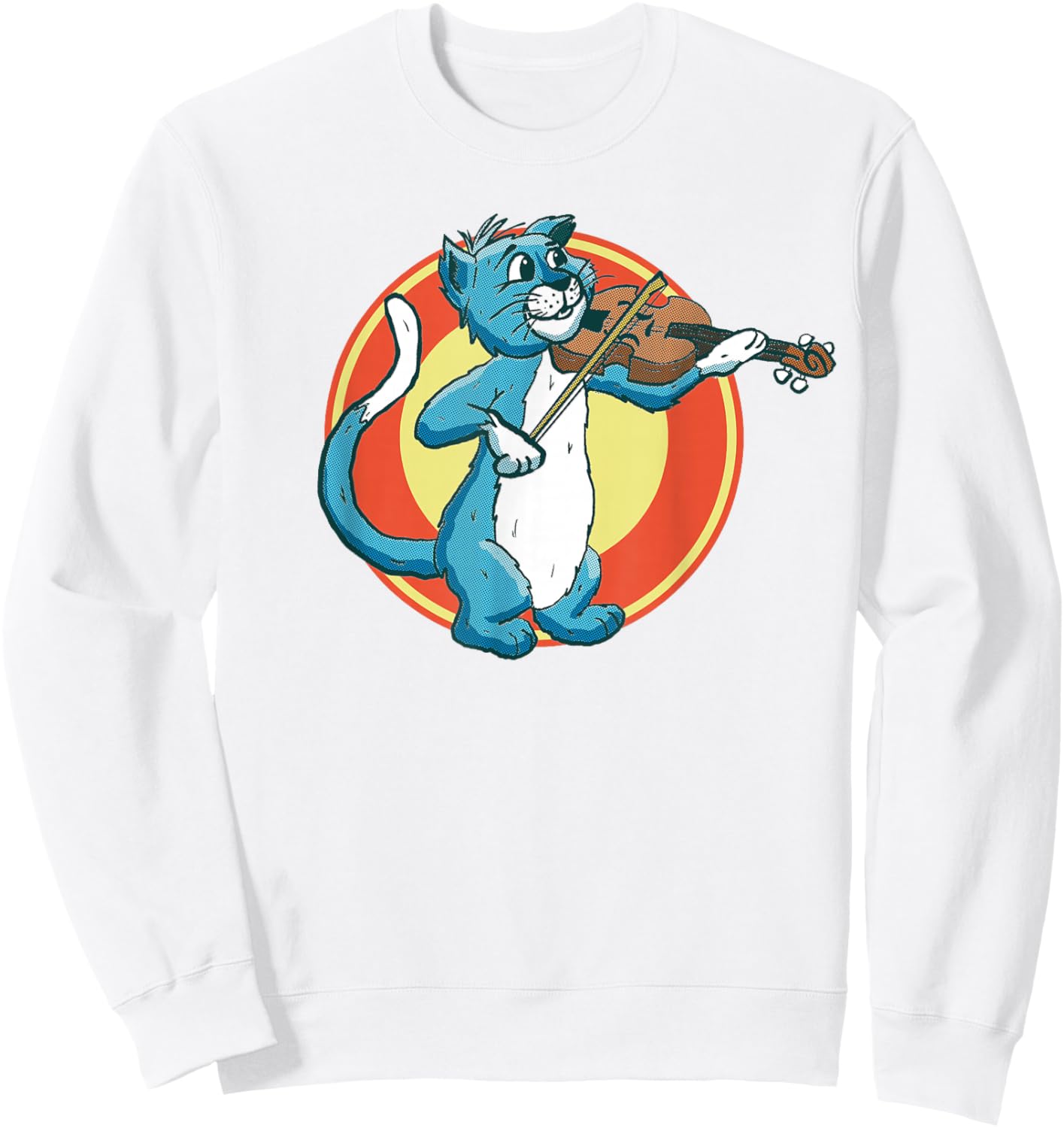 Cat Playing Violin Fiddle Alley Cat Music Violinist Funny Sweatshirt - Sweatshirt | White