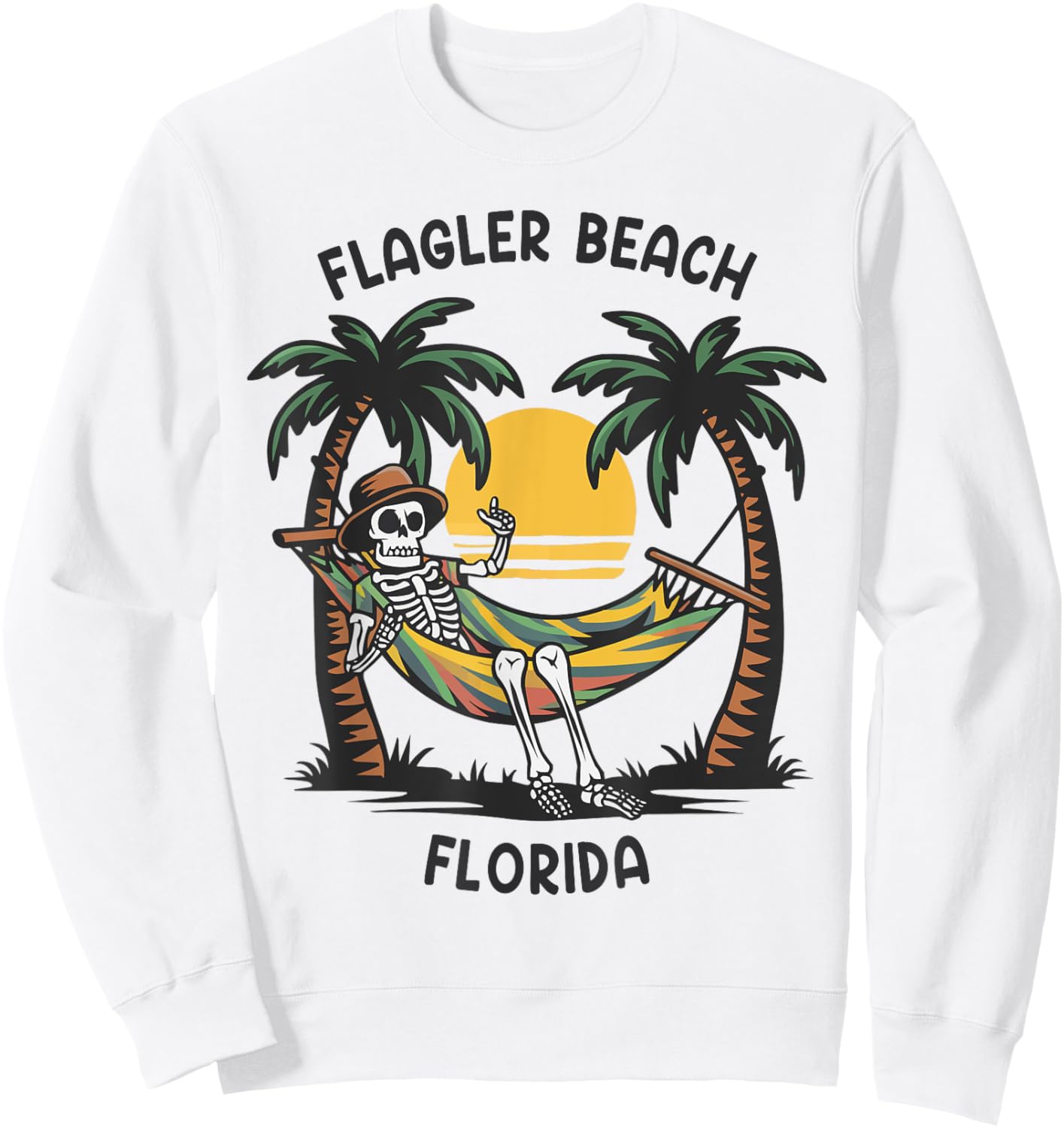 Vintage Flagler Beach Florida Palms FL Sunset Funny Sweatshirt - Sweatshirt | White