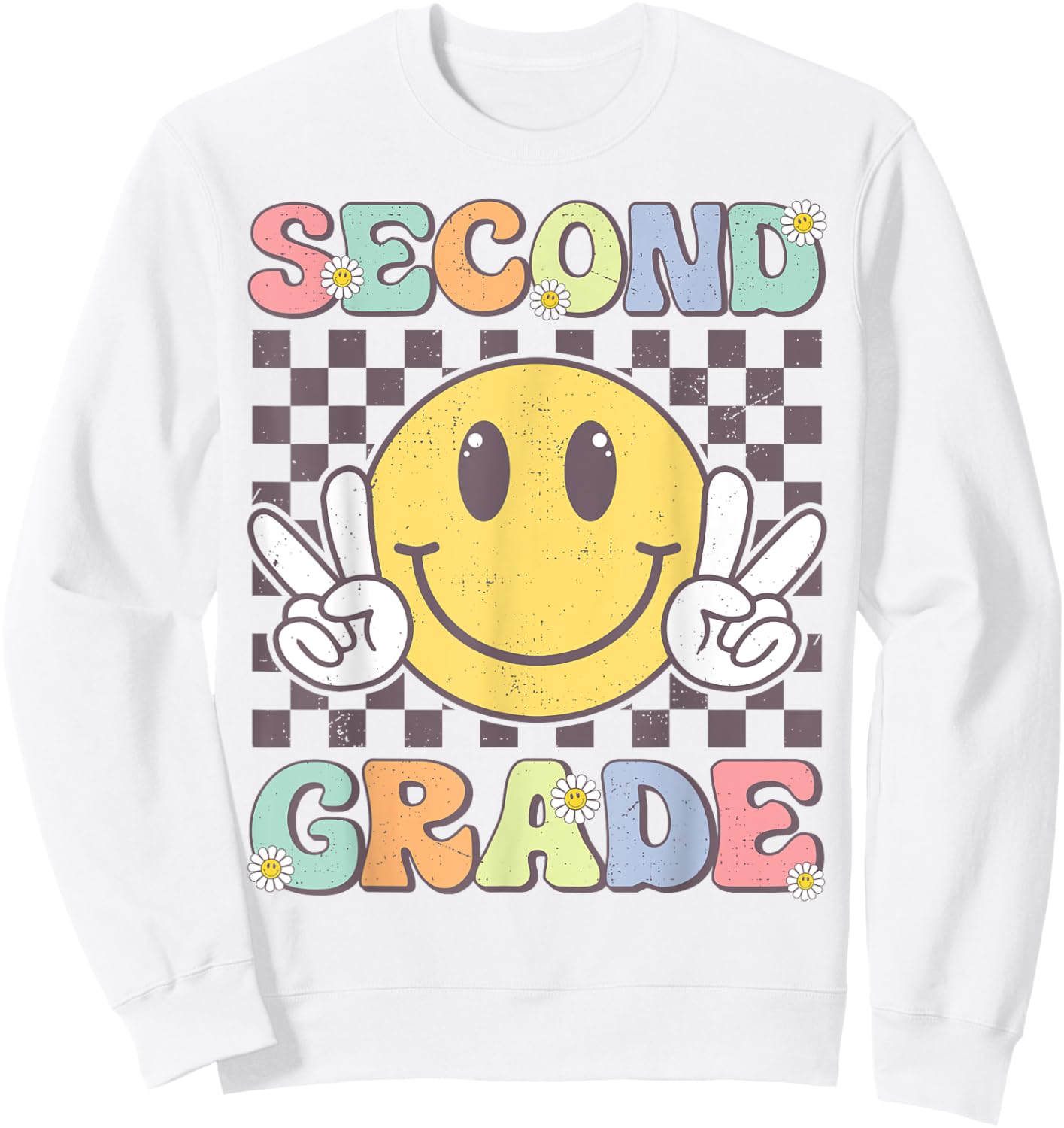 Second Grade Teachers Boys Girls Smile Face 2nd Grade Team Sweatshirt - Sweatshirt | White