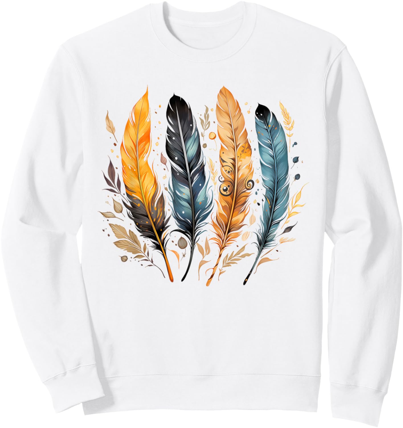 Colorful feathers, bird, Native Americans, symbol, pattern Sweatshirt - Sweatshirt | White