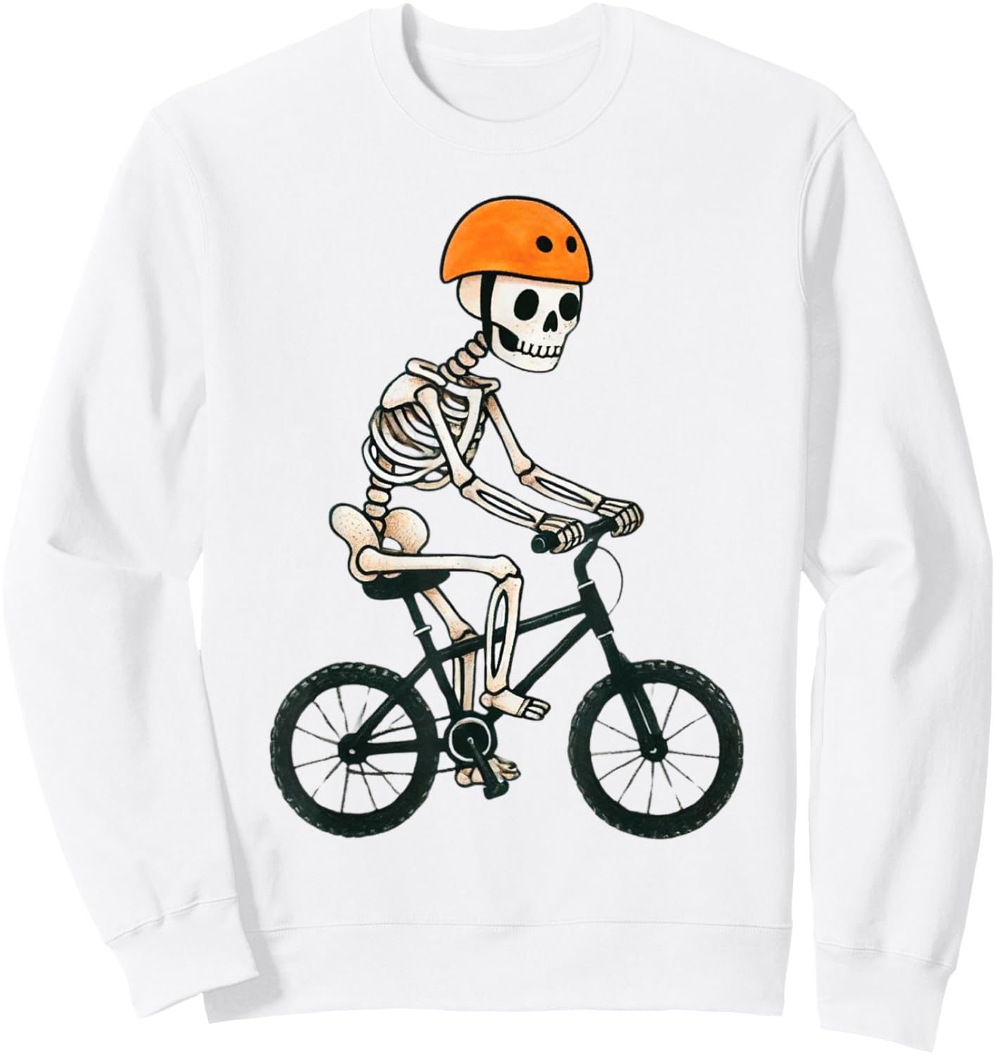 Skeleton Mountain Bike Halloween Costume Funny MTB Men Boys Sweatshirt - Sweatshirt | White