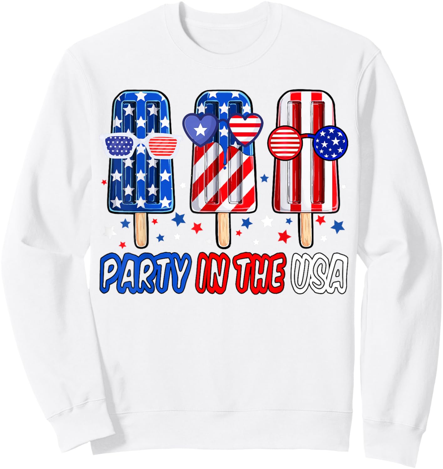 Party In USA 4th July Popsicle Shirt Boys USA Flag American Sweatshirt - Sweatshirt | White