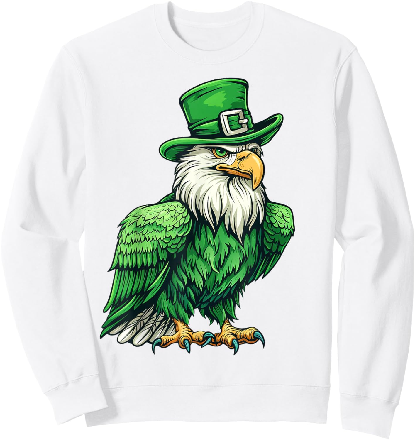Eagle Shamrock Hat Saint Patricks Day Eagles Women Sweatshirt - Sweatshirt | White