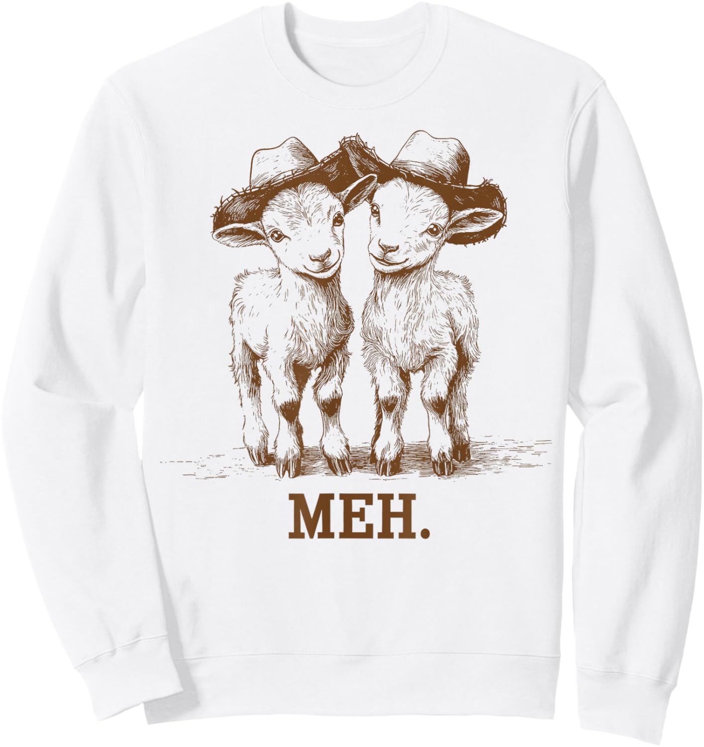 Meh Goat Meme Farm Animal Funny Farmer Animals Lover Sweatshirt - Sweatshirt | White
