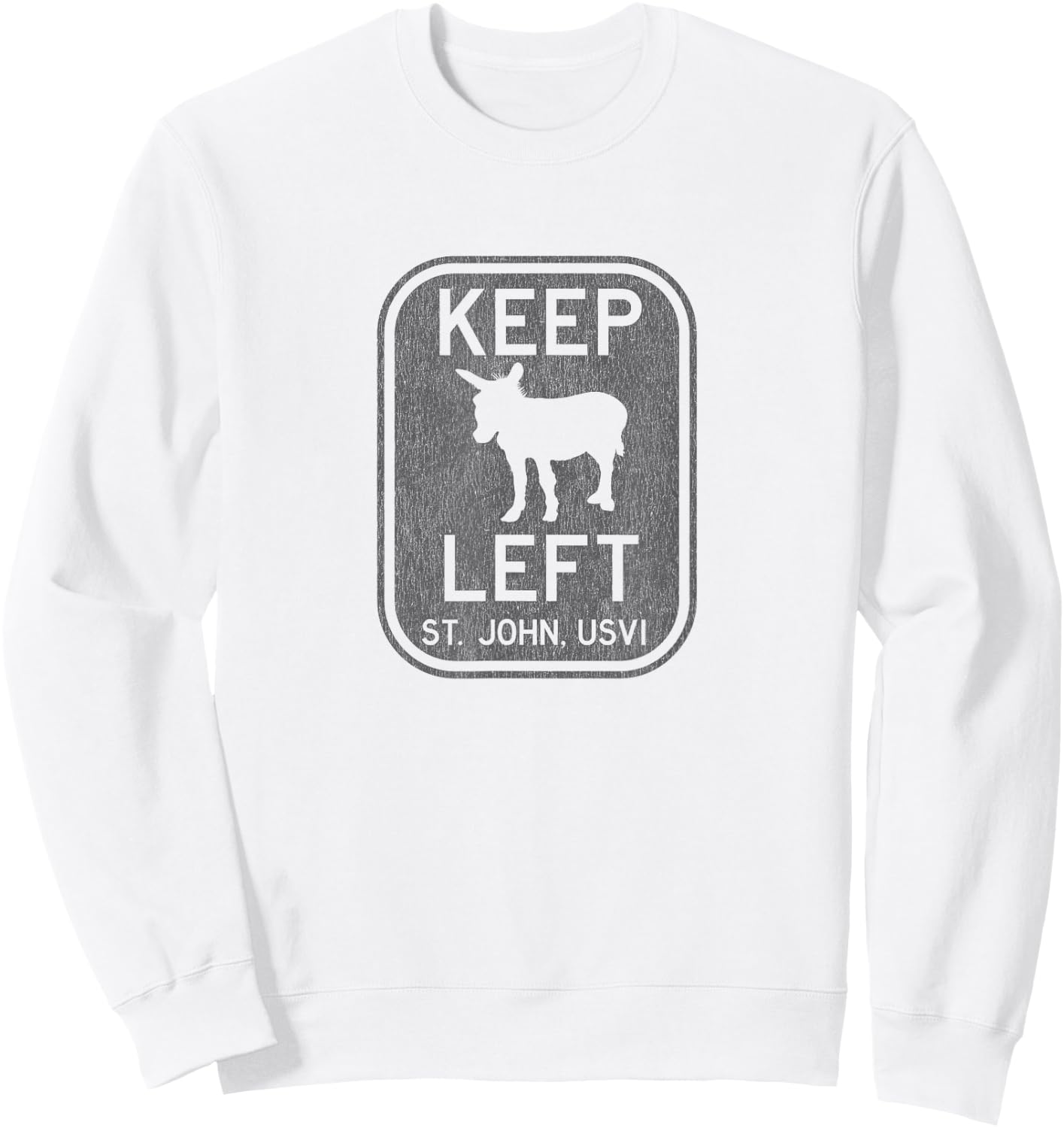 Keep Left St. John USVI Donkey Distressed Sweatshirt - Sweatshirt | White