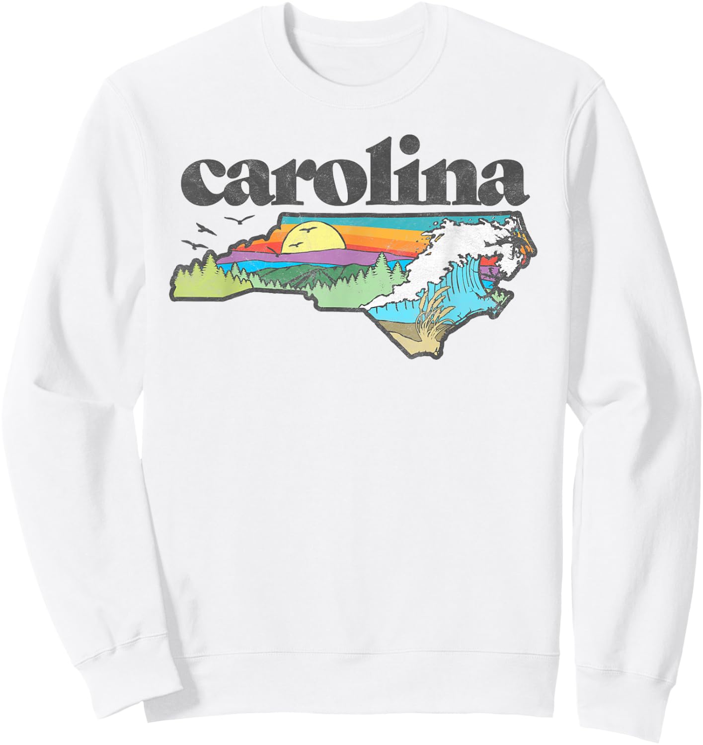 State of North Carolina Outdoors Retro Nature Sweatshirt - Sweatshirt | White