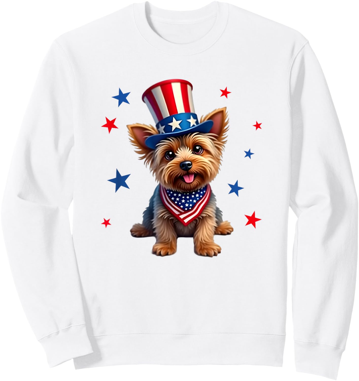 Yorkie, 4th of July, Yorkshire Terrier dog, Patriotic Sweatshirt - Sweatshirt | White