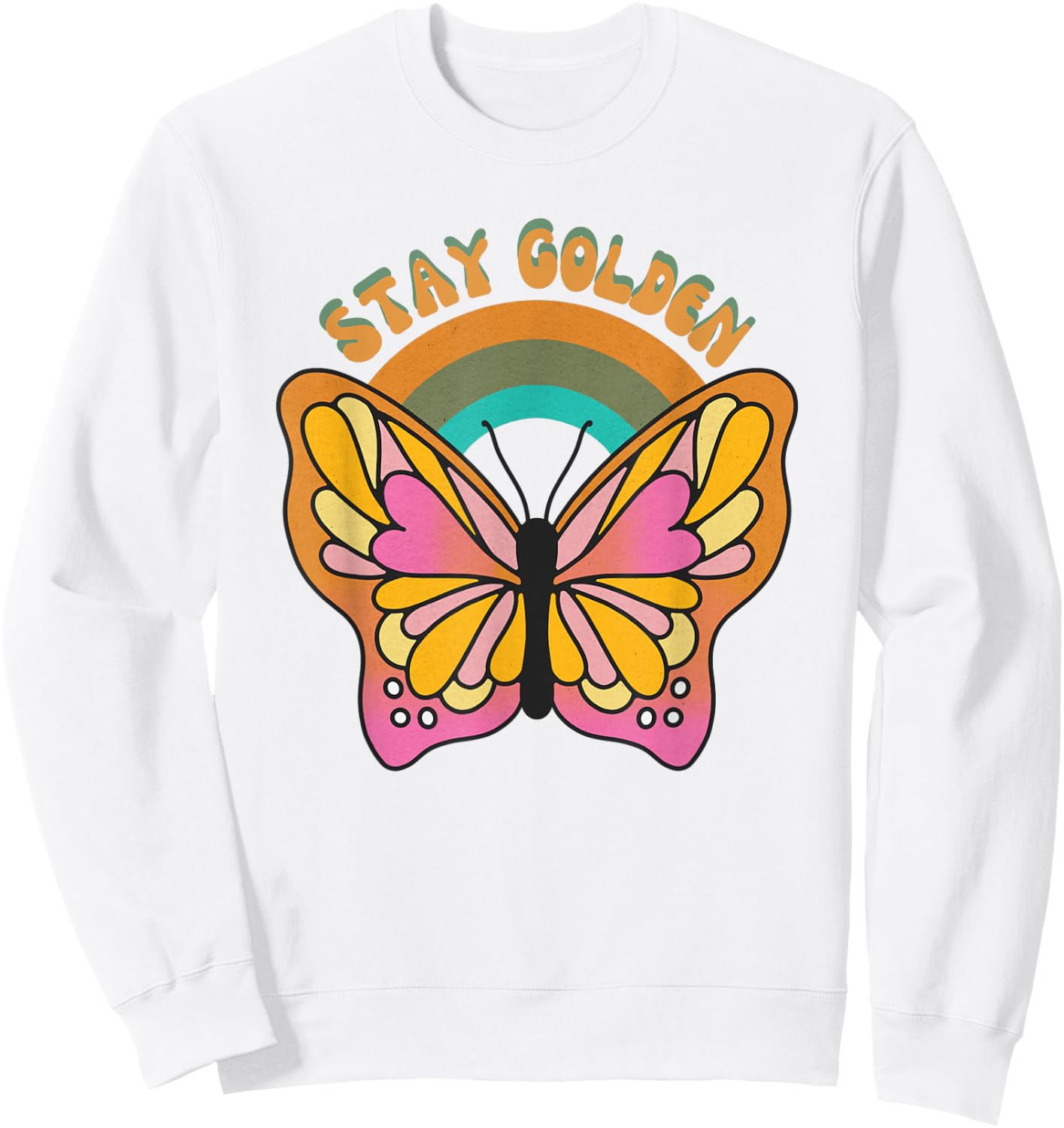 Stay Golden Butterfly Retro Vintage Sweatshirt - Sweatshirt | White