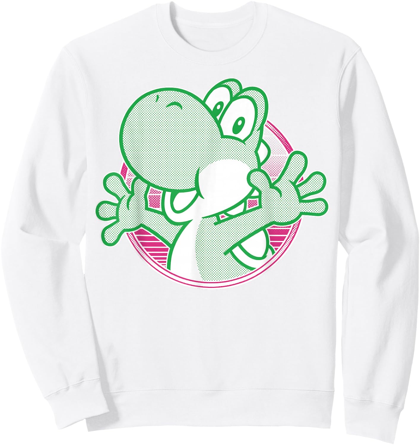 Super Mario Yoshi Neon Circle Portrait Sweatshirt - Sweatshirt | White