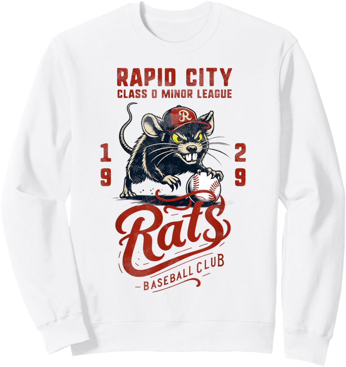 Rapid City Rats Retro Minor League Baseball Team Sweatshirt - Sweatshirt | White