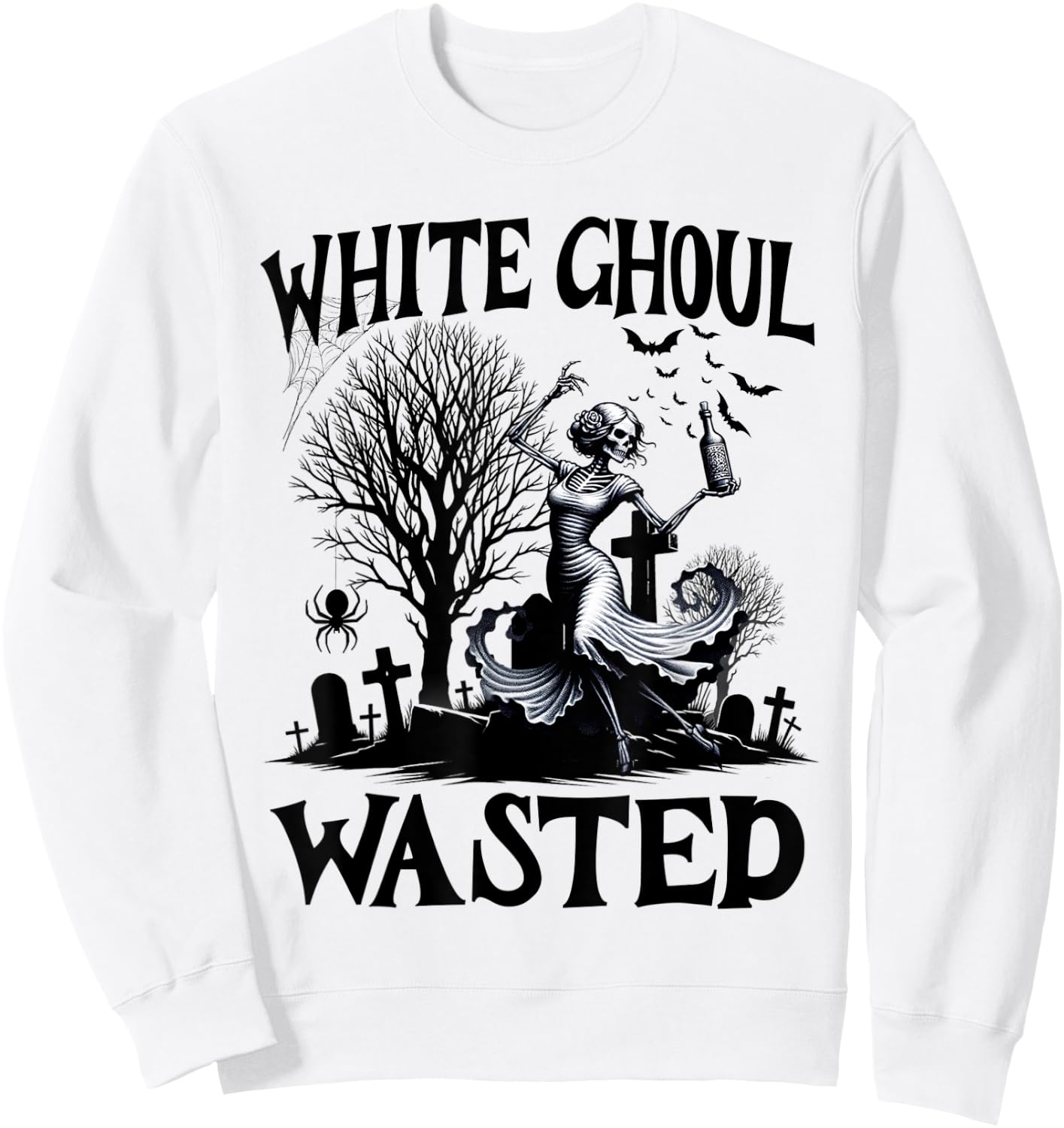 Funny Halloween Drinking Party White Ghoul Wasted Men Women Sweatshirt - Sweatshirt | White