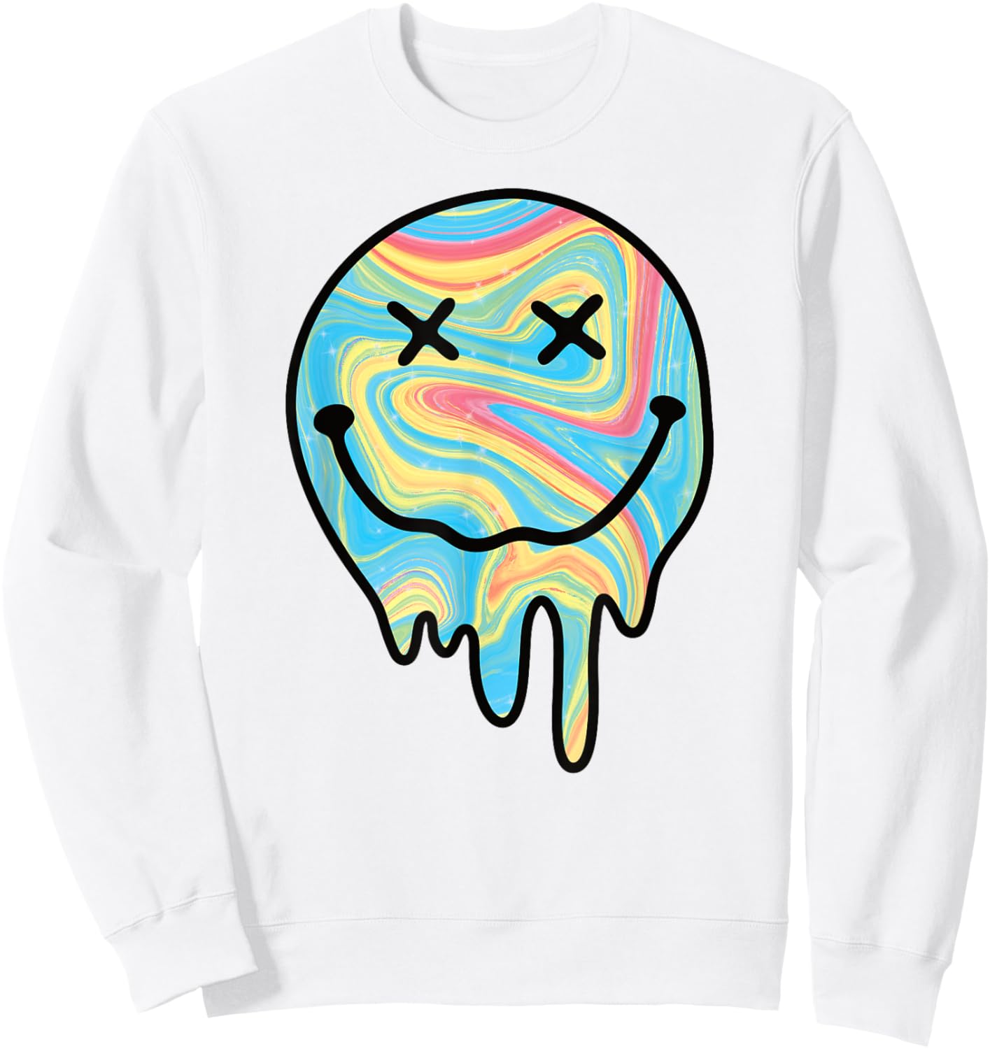 Melting Smile Funny Smiling Melted Dripping Happy Face Cute Sweatshirt - Sweatshirt | White