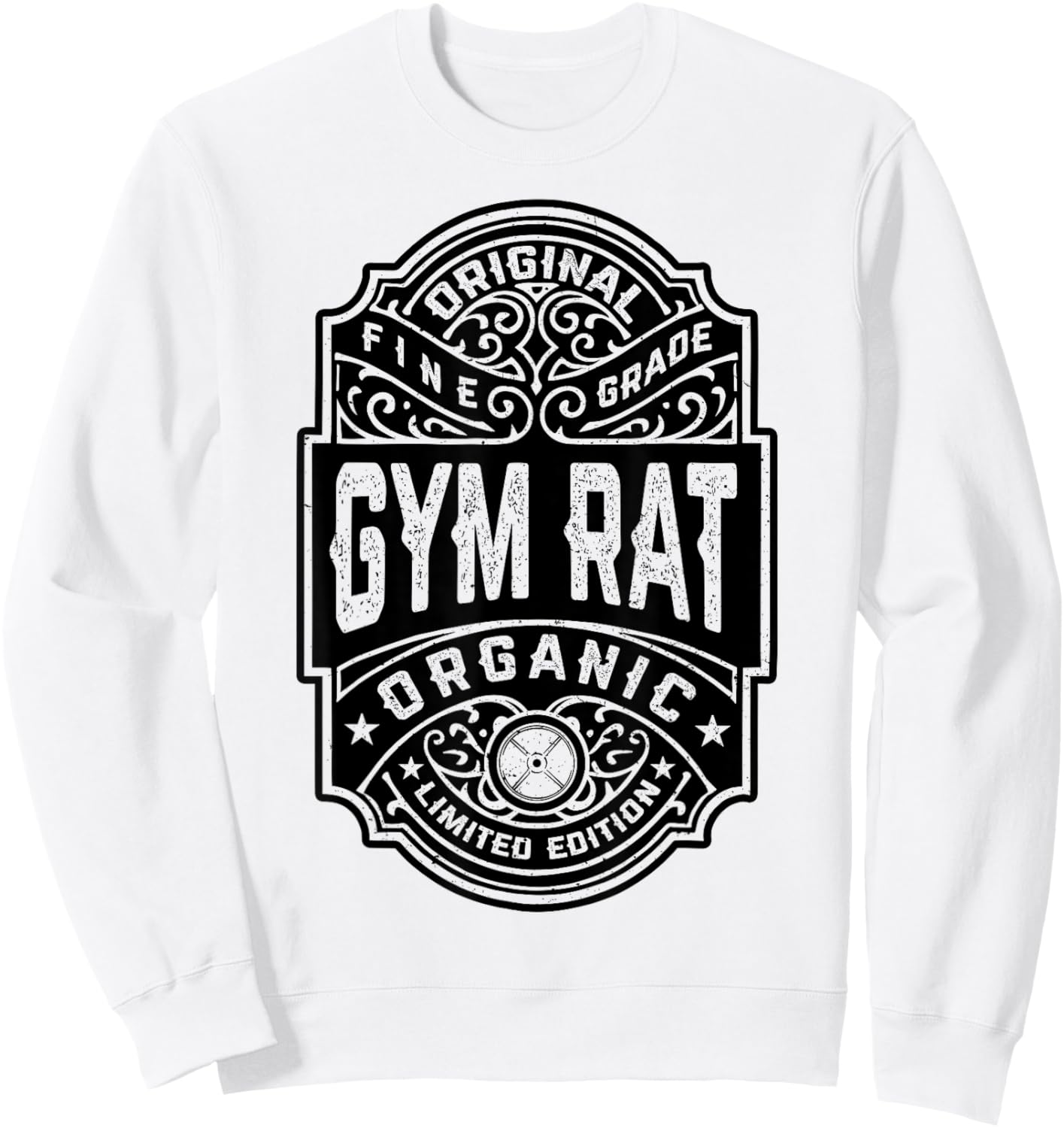 Gym Rat Vintage Whiskey Label Bodybuilding Gym Workout Men Sweatshirt - Sweatshirt | White