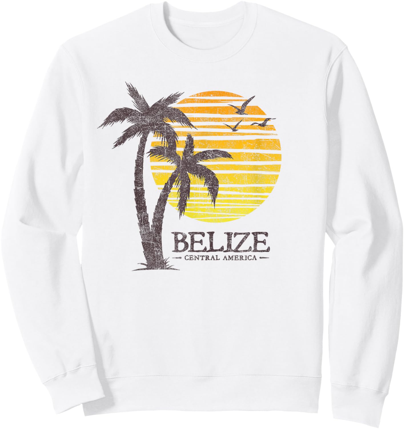 Retro Belize Souvenir Vintage Sunset Vacation Sweatshirt - Sweatshirt | White