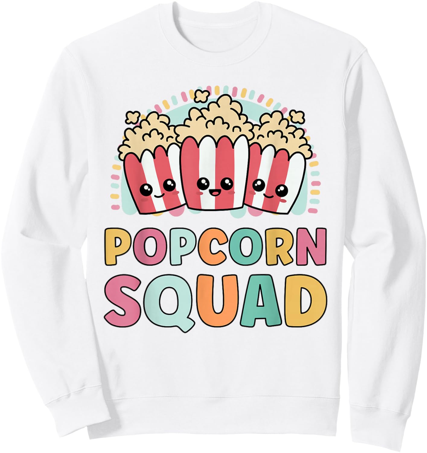 Popcorn Squad Funny Matching for Girls Cinema Movie Night Sweatshirt - Sweatshirt | White