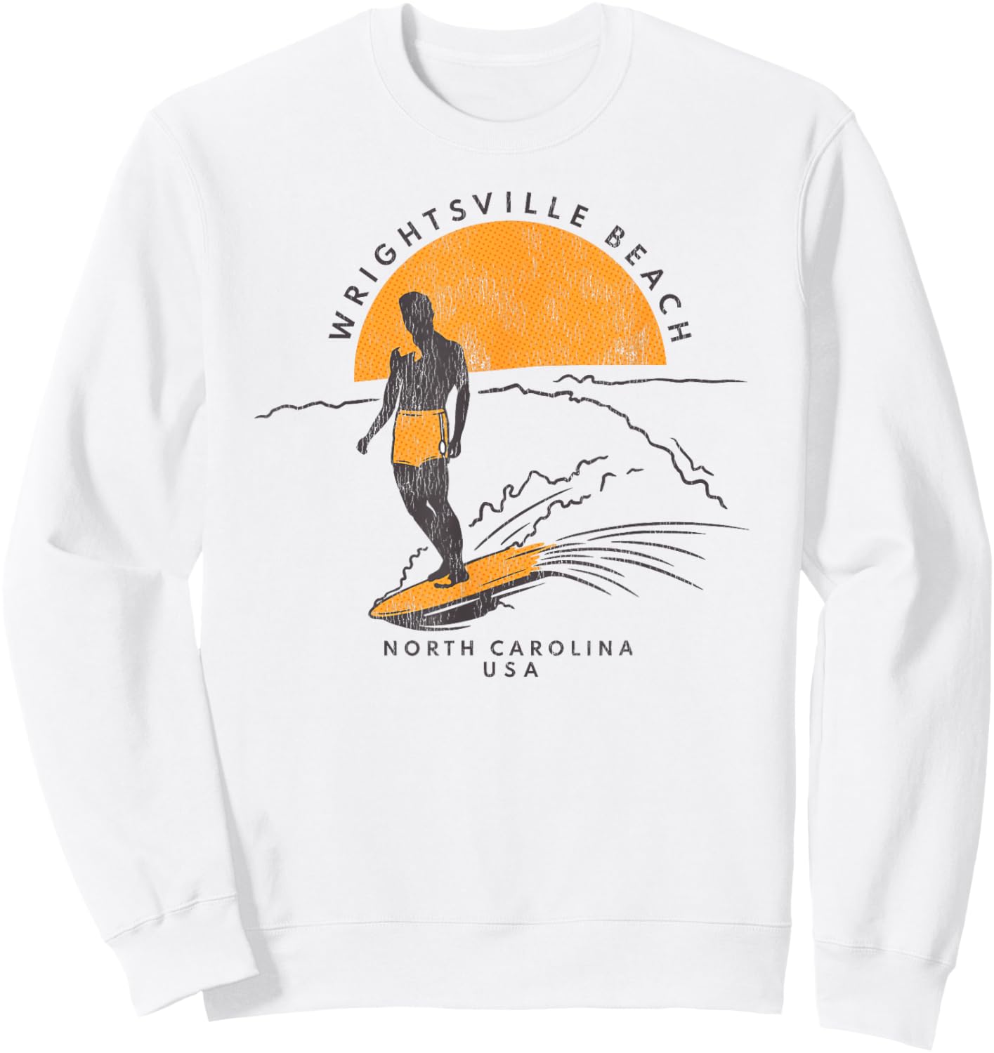 Wrightsville Beach, NC Summertime Living Surfing Peace Sweatshirt - Sweatshirt | White