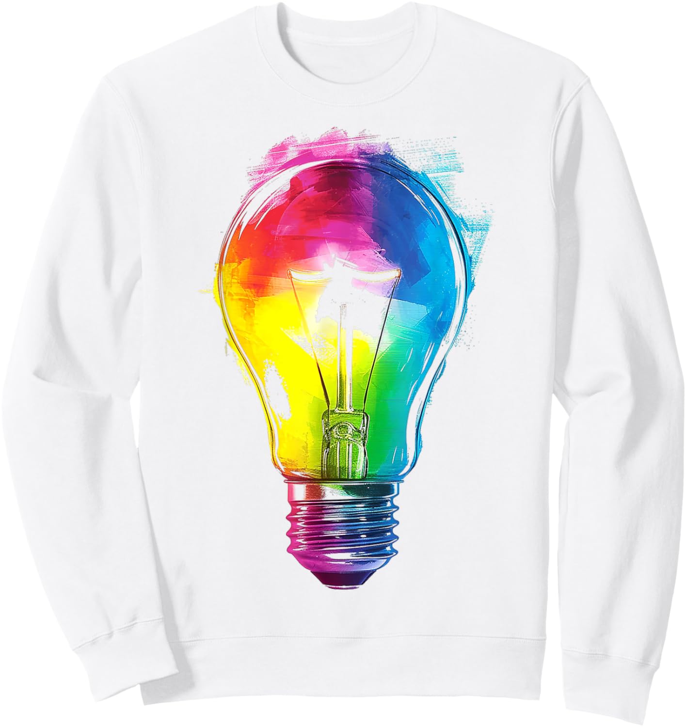Light Bulb Artwork Painting Abstract Colorful Graphic Art Sweatshirt - Sweatshirt | White