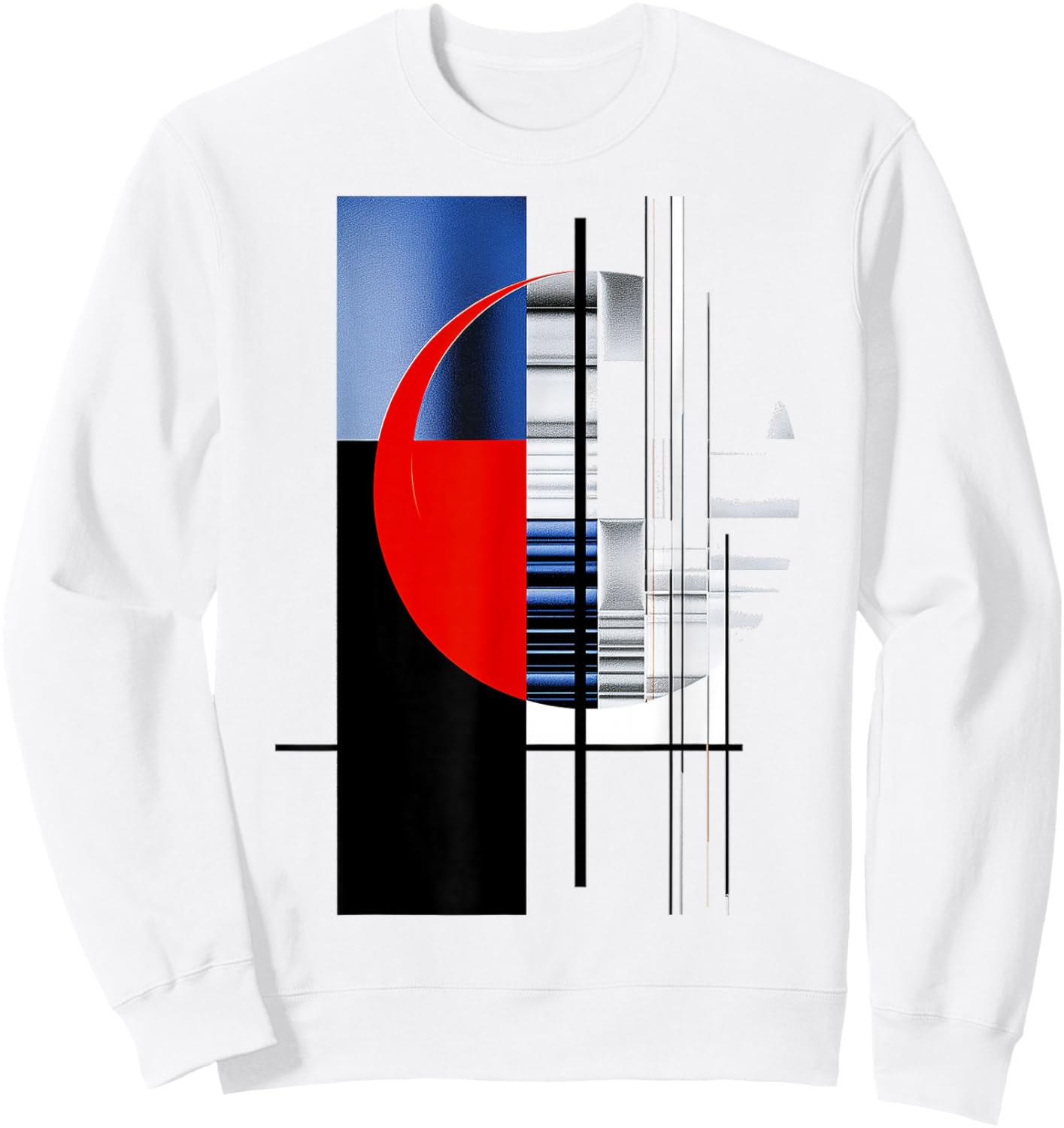 Geometric Illustration Art Abstract Drawing Motif Geometric Sweatshirt - Sweatshirt | White