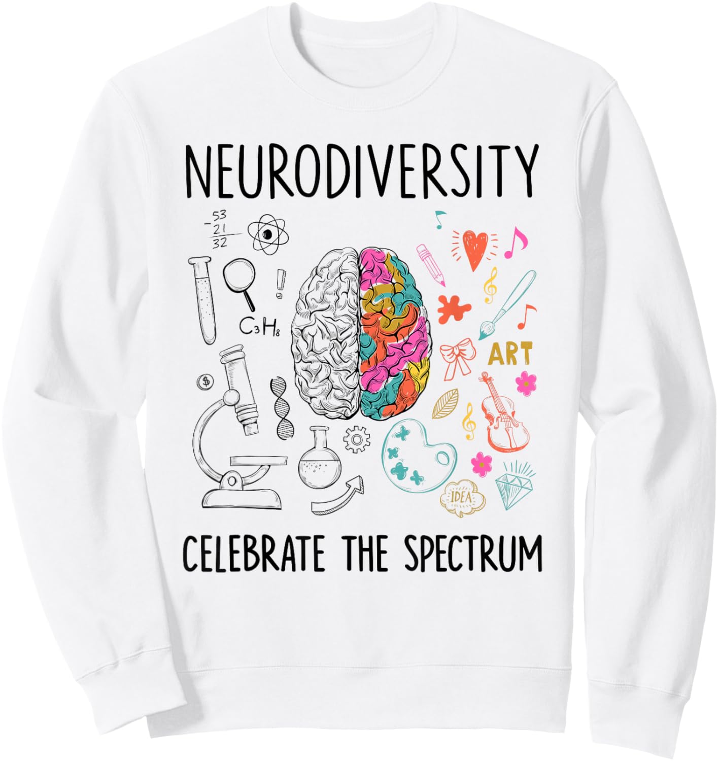 Neurodiversity celebrate the spectrum Brain Autism Awareness Sweatshirt - Sweatshirt | White