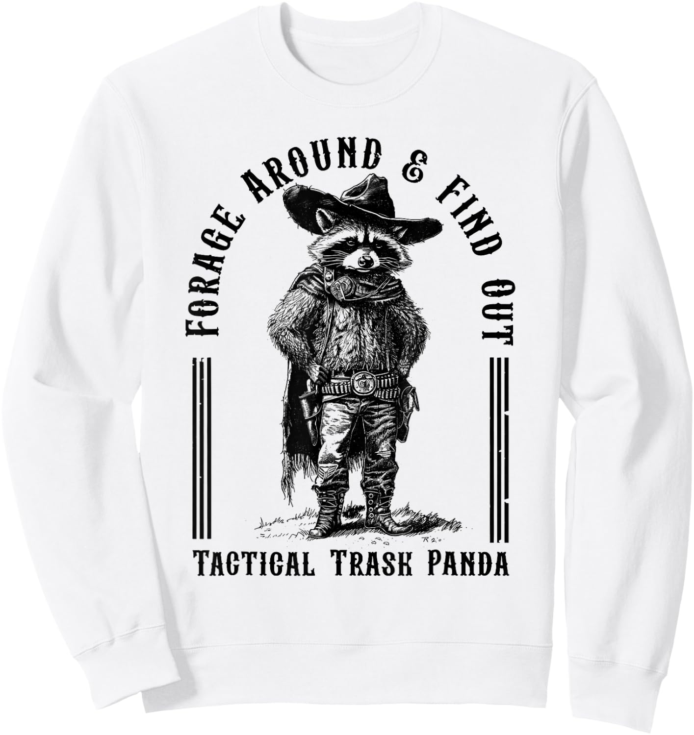 Forage Around & Find Out Tactical Trash Panda Sweatshirt - Sweatshirt | White