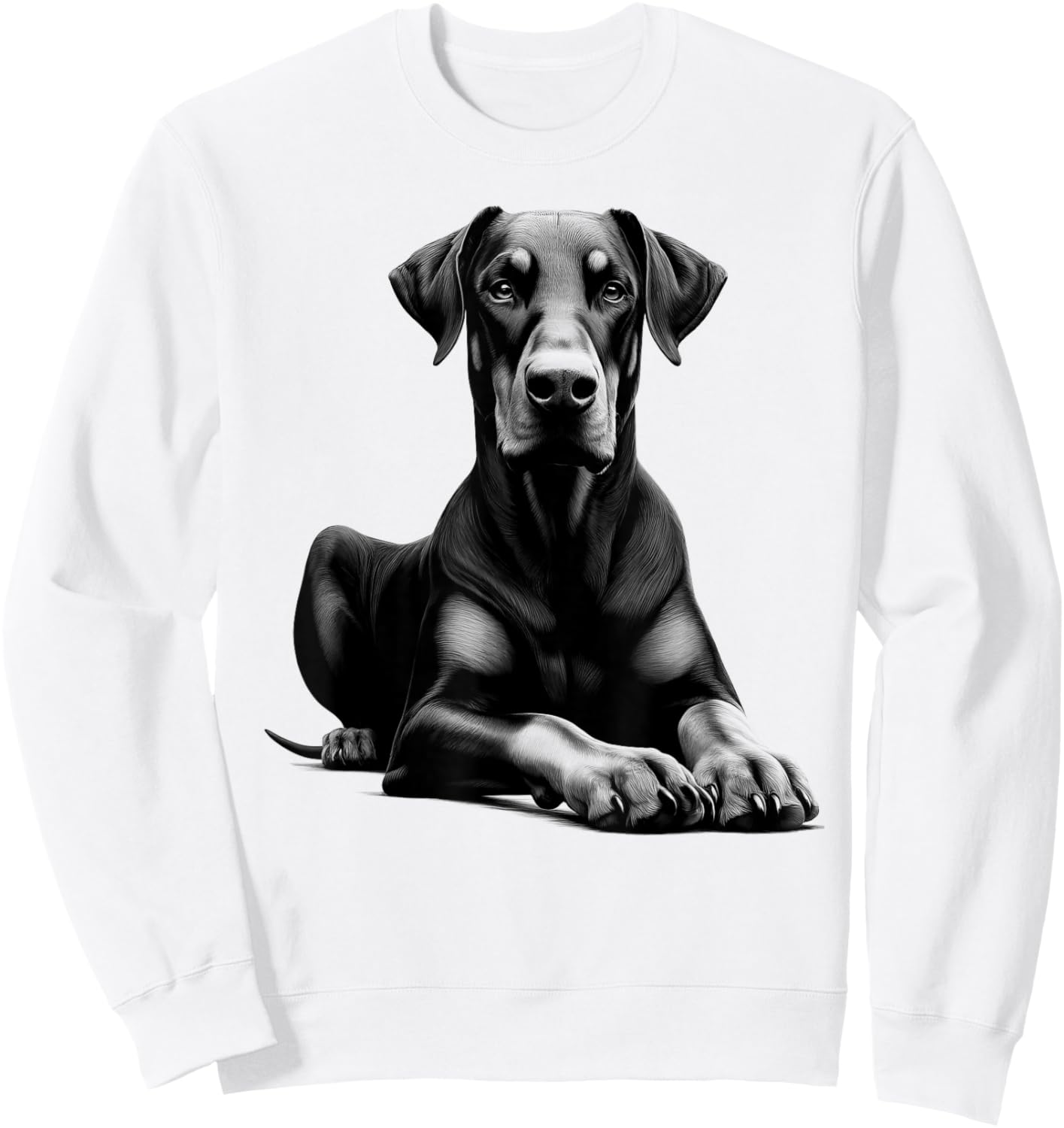 Cool Doberman with Floppy Ears in Lying Pose Sweatshirt - Sweatshirt | White