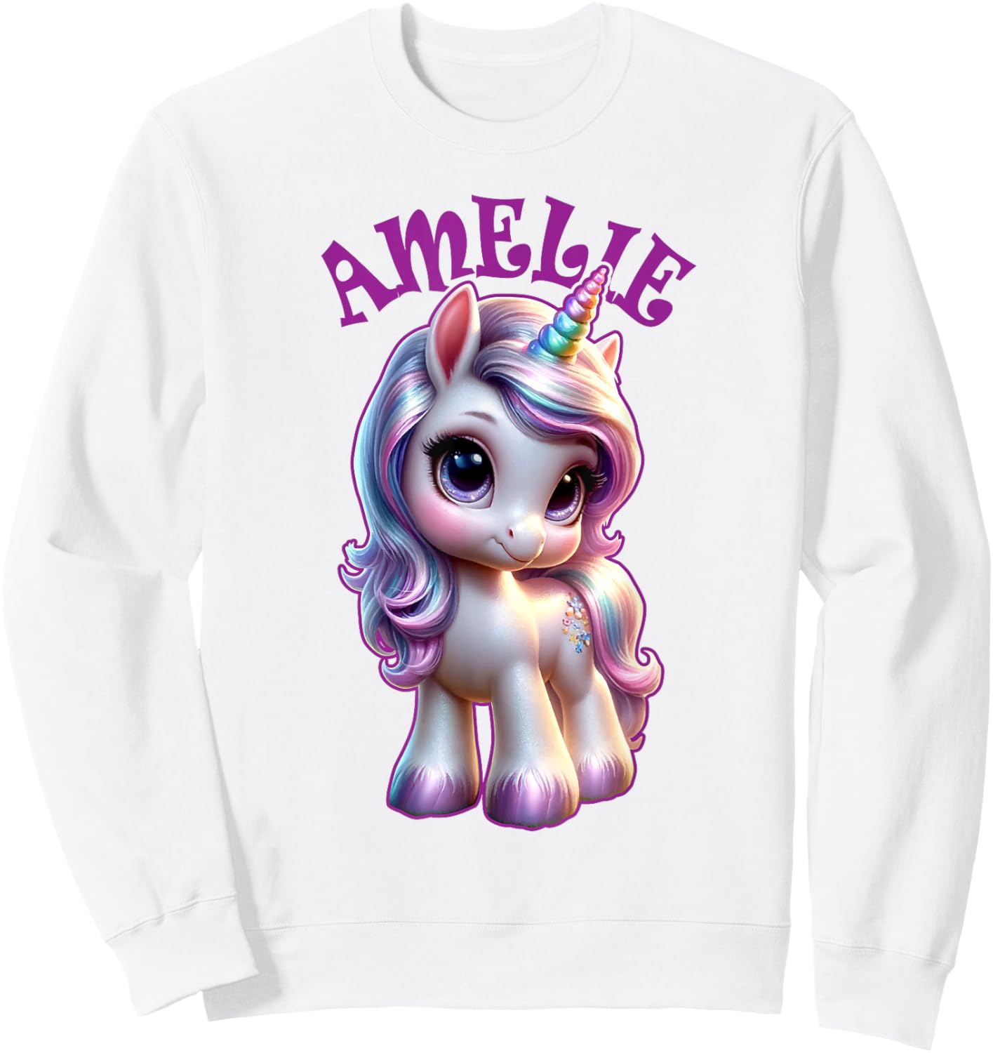 Amelie Cute Unicorn Design for Girls Name Amelie Sweatshirt - Sweatshirt | White