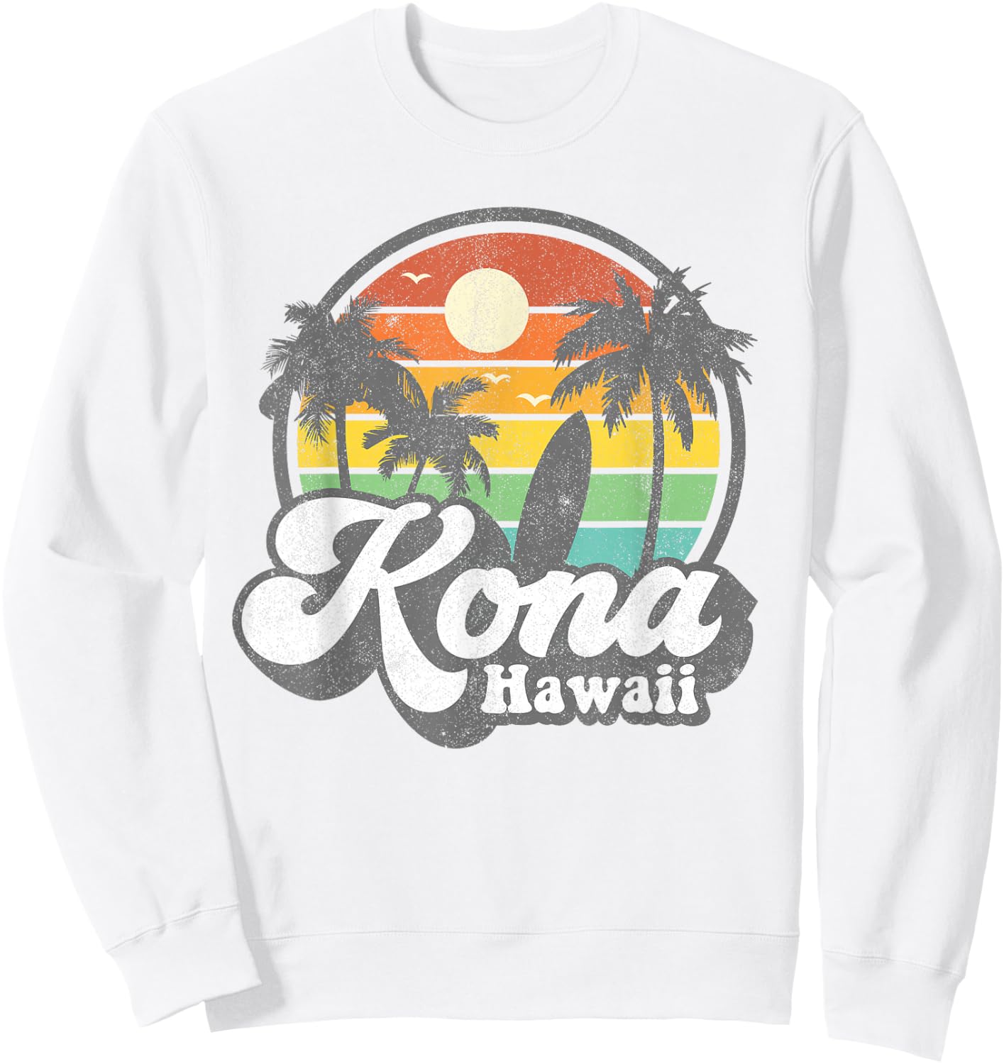 Vintage Kona Beach Hawaii Surf Hawaiian Surfing 70's Gift Sweatshirt - Sweatshirt | White