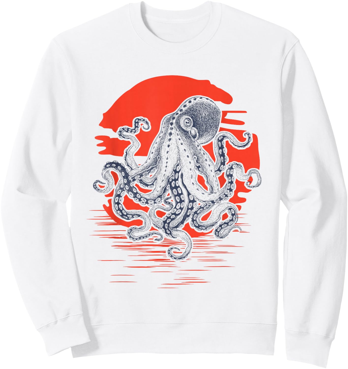 Sunrise Octopus Throwback Retro Vintage Surfer Sweatshirt - Sweatshirt | White