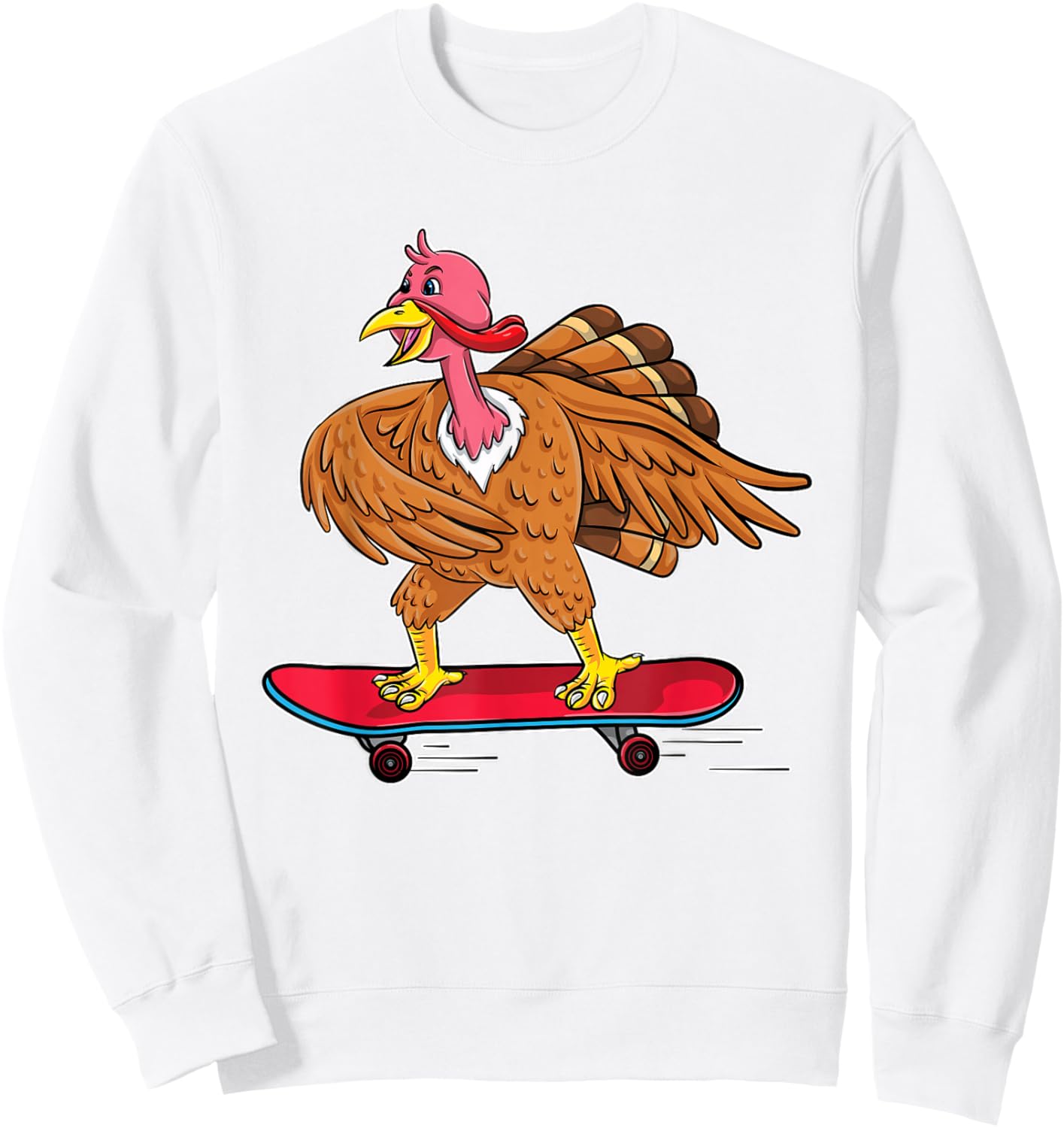 Turkey Riding Skateboard Skating Skateboarder Kids Sweatshirt - Sweatshirt | White