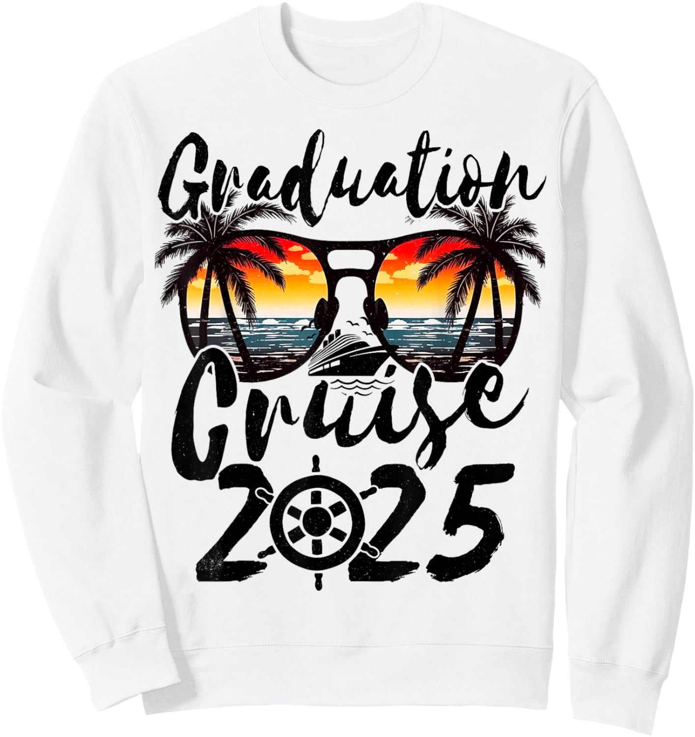 Senior Graduation Trip Cruise 2025 Retro Ship Party Cruise Sweatshirt - Sweatshirt | White