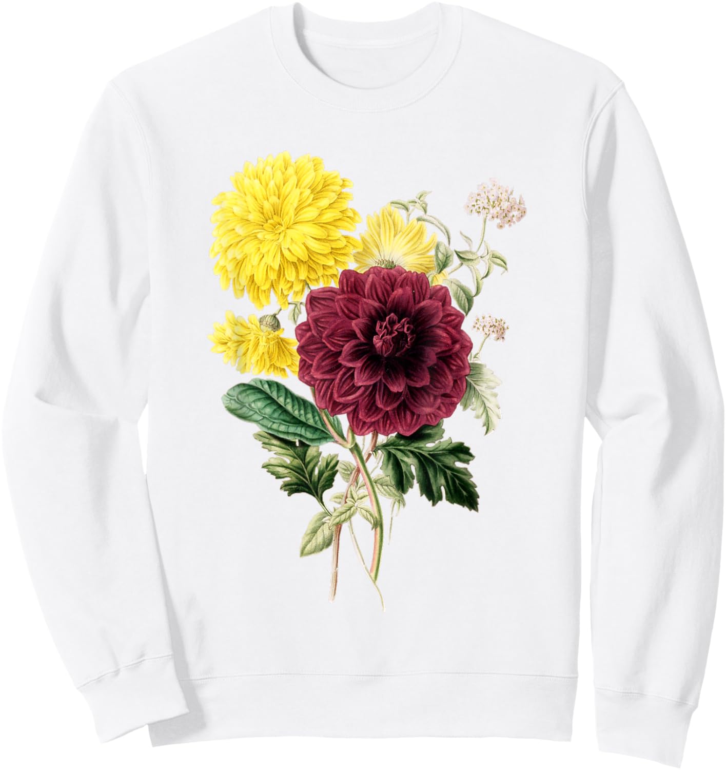 Chrysanthemum botanical flower chrysanths Lucky optimism Sweatshirt - Sweatshirt | White