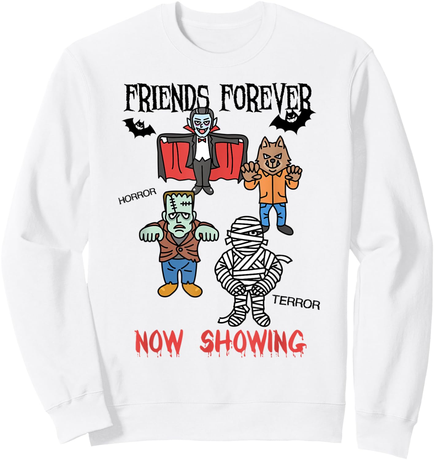 Dracula Frankenstein Mummy Werewolf Horror Movie Monsters Sweatshirt - Sweatshirt | White