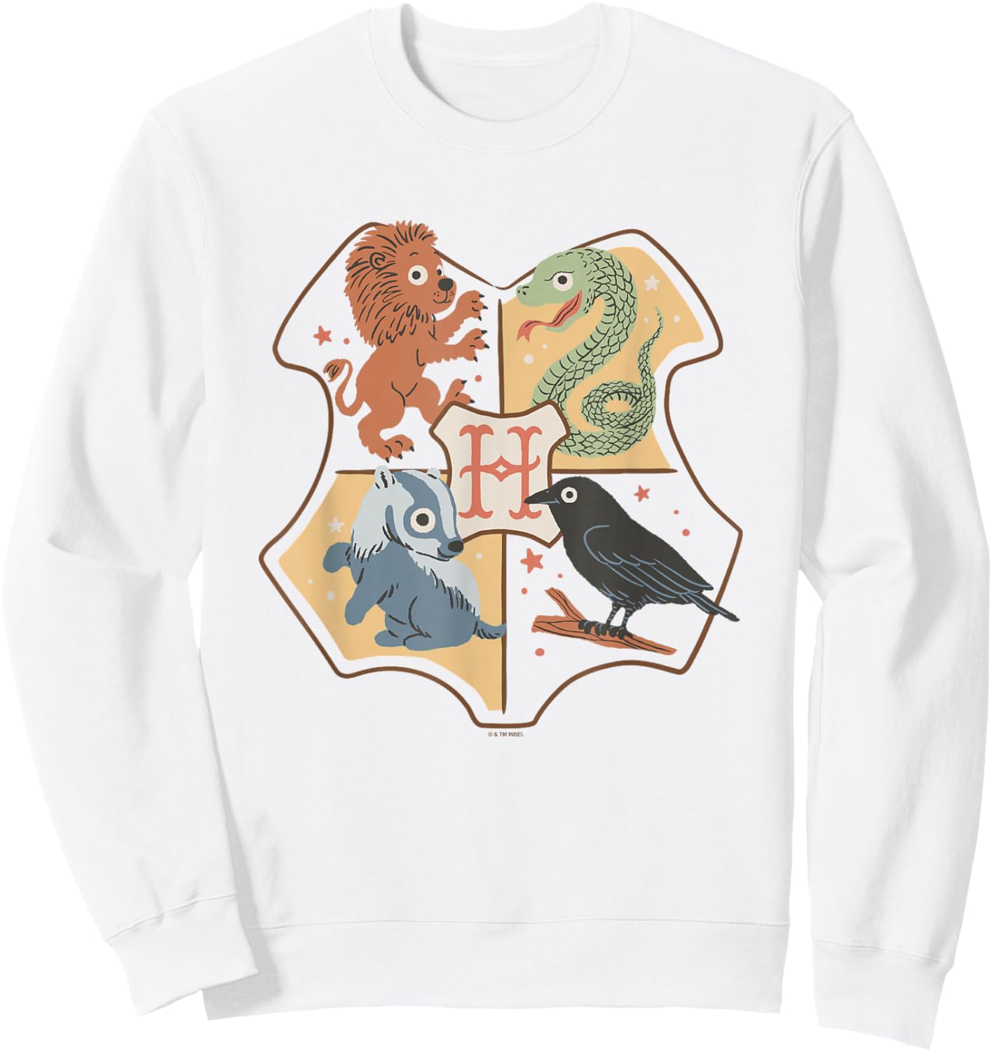 Harry Potter Hogwarts School Logo Chibi House Animals Sweatshirt - Sweatshirt | White