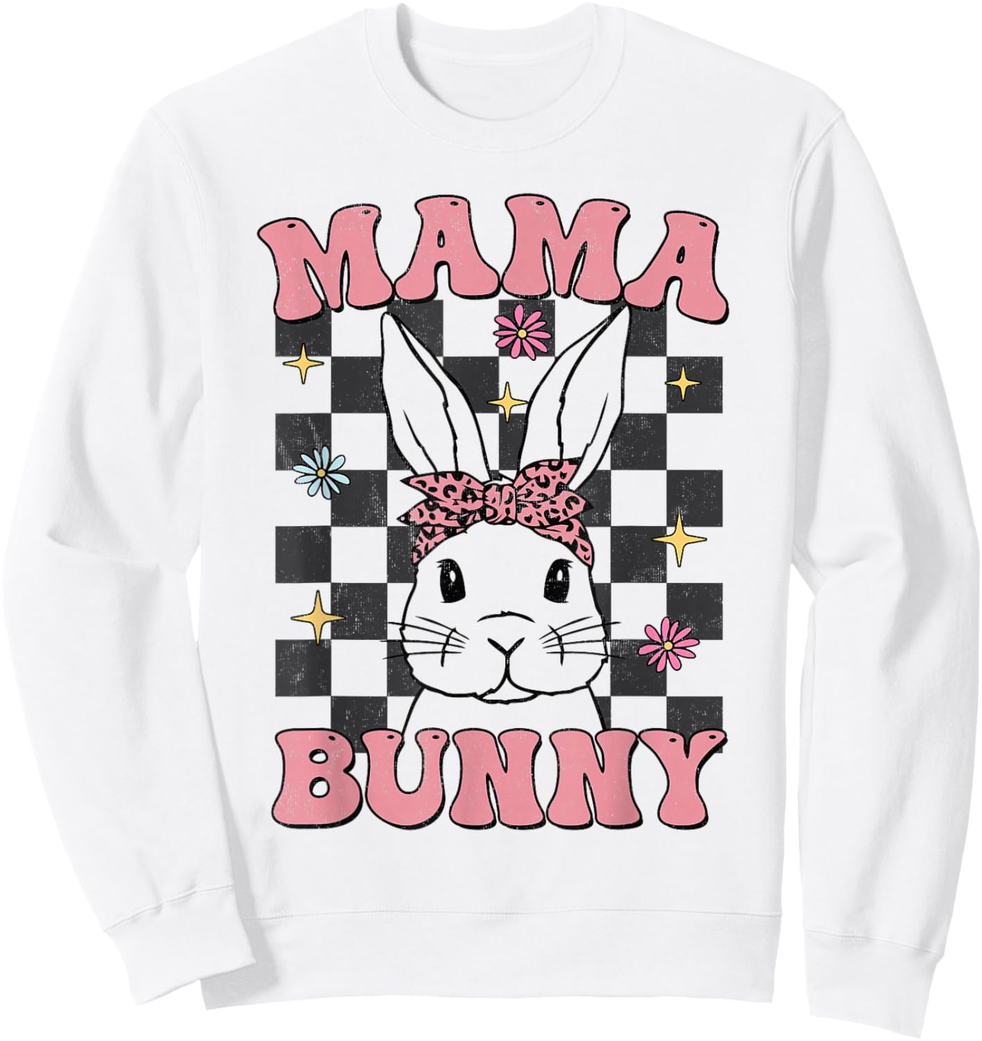 Retro Groovy Mama Bunny Matching Family Easter Mom Mother Sweatshirt - Sweatshirt | White