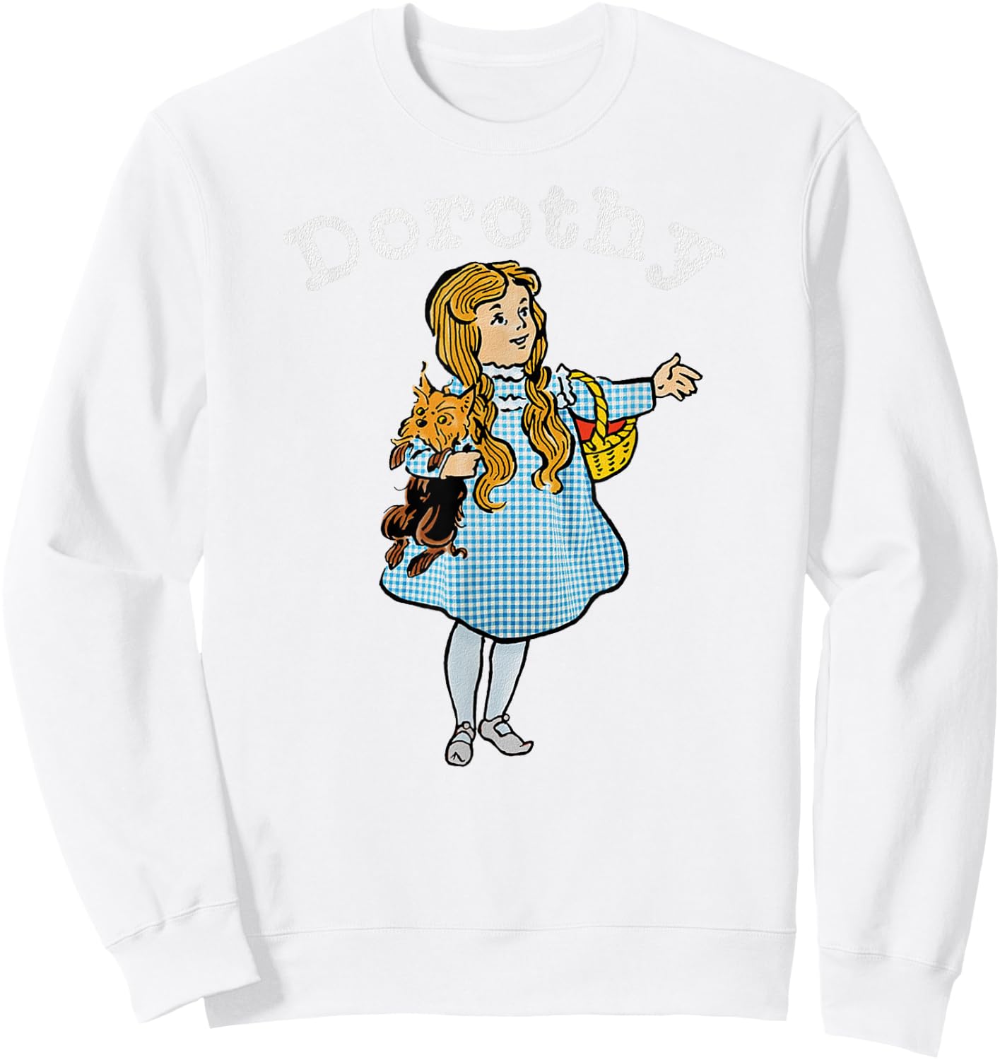 Vintage Fairytale Dorothy Toto Art-Pink Wizard of OZ Dorothy Sweatshirt - Sweatshirt | White