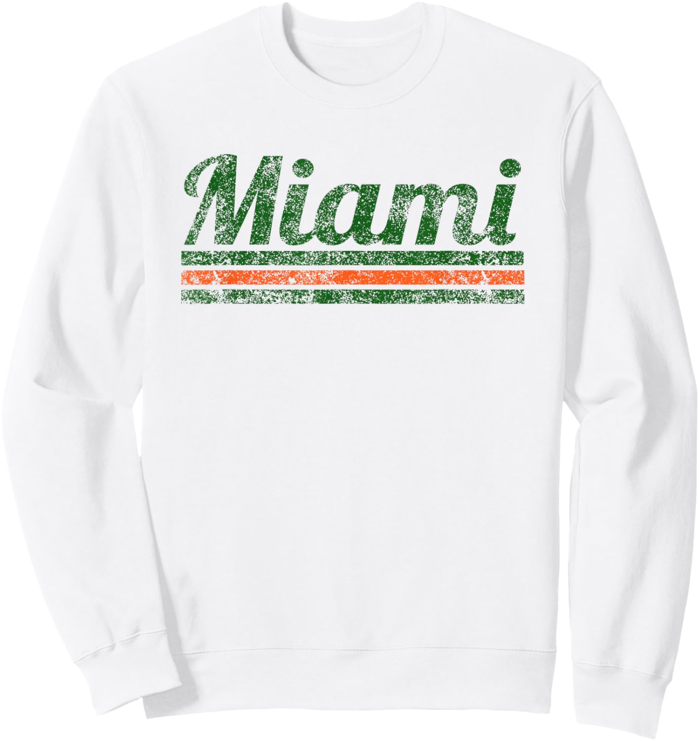 Miami Florida Retro Vintage Weathered Stripe Throwback Sweatshirt - Sweatshirt | White