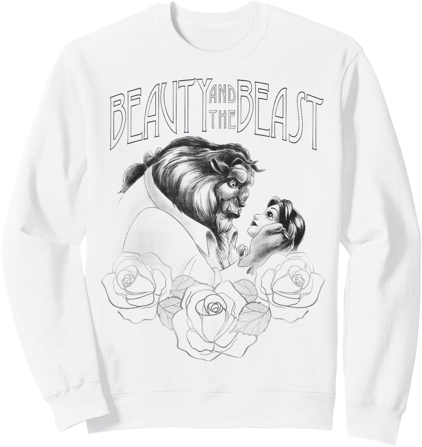 Disney Beauty and the Beast Belle and Beast Line Art Sketch Sweatshirt - Sweatshirt | White