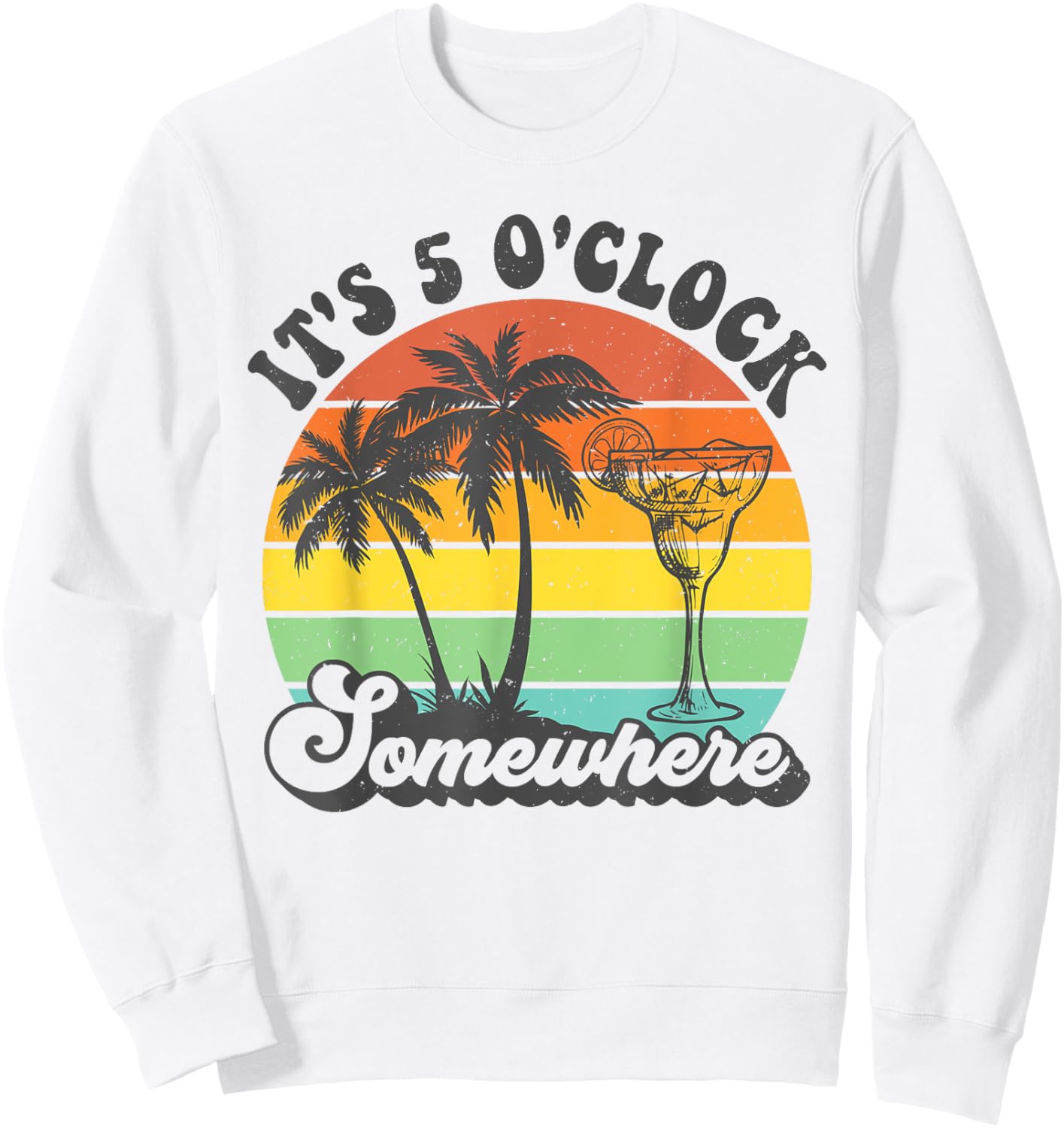 It's 5 O'clock Somewhere Coconut Tree Funny Summer Beach Women Sweatshirt - Sweatshirt | White