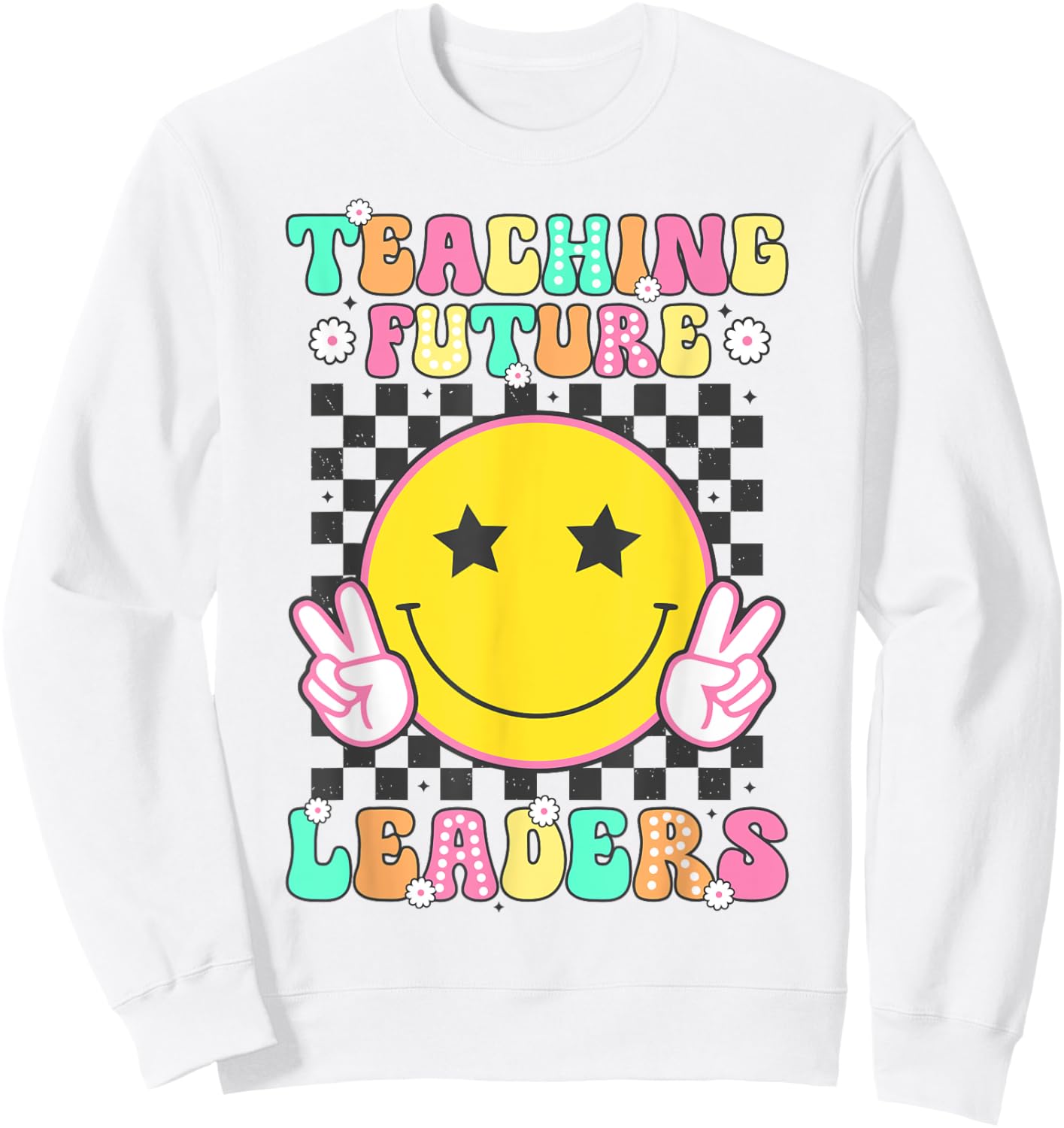Groovy Teacher Retro Teaching Future Leaders Back To School Women Kids Sweatshirt - Sweatshirt | White
