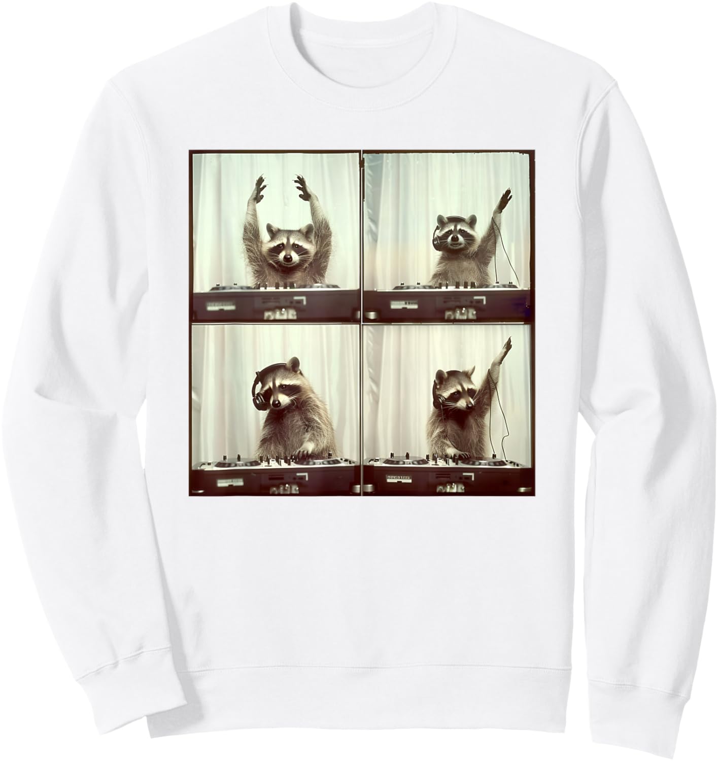 Funny Raccoon Party Sweatshirt - Sweatshirt | White
