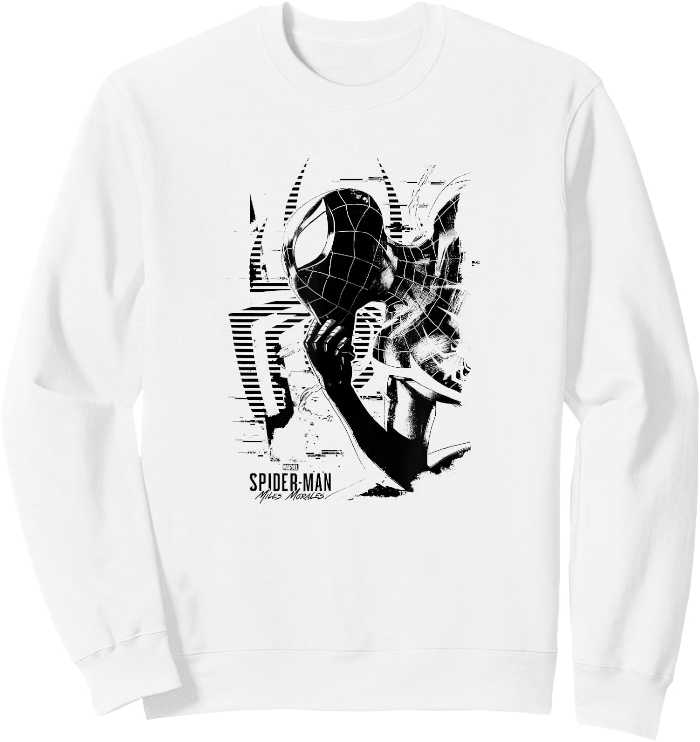 Marvel Spider-Man: Miles Morales Black & White Portrait Sweatshirt - Sweatshirt | White