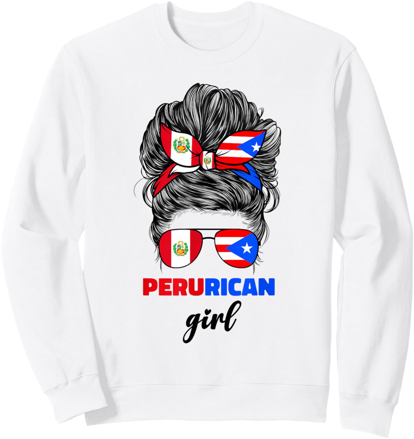 Half Peruvian And Puerto Rican Rico Peru Flag Girl Women Mix Sweatshirt - Sweatshirt | White