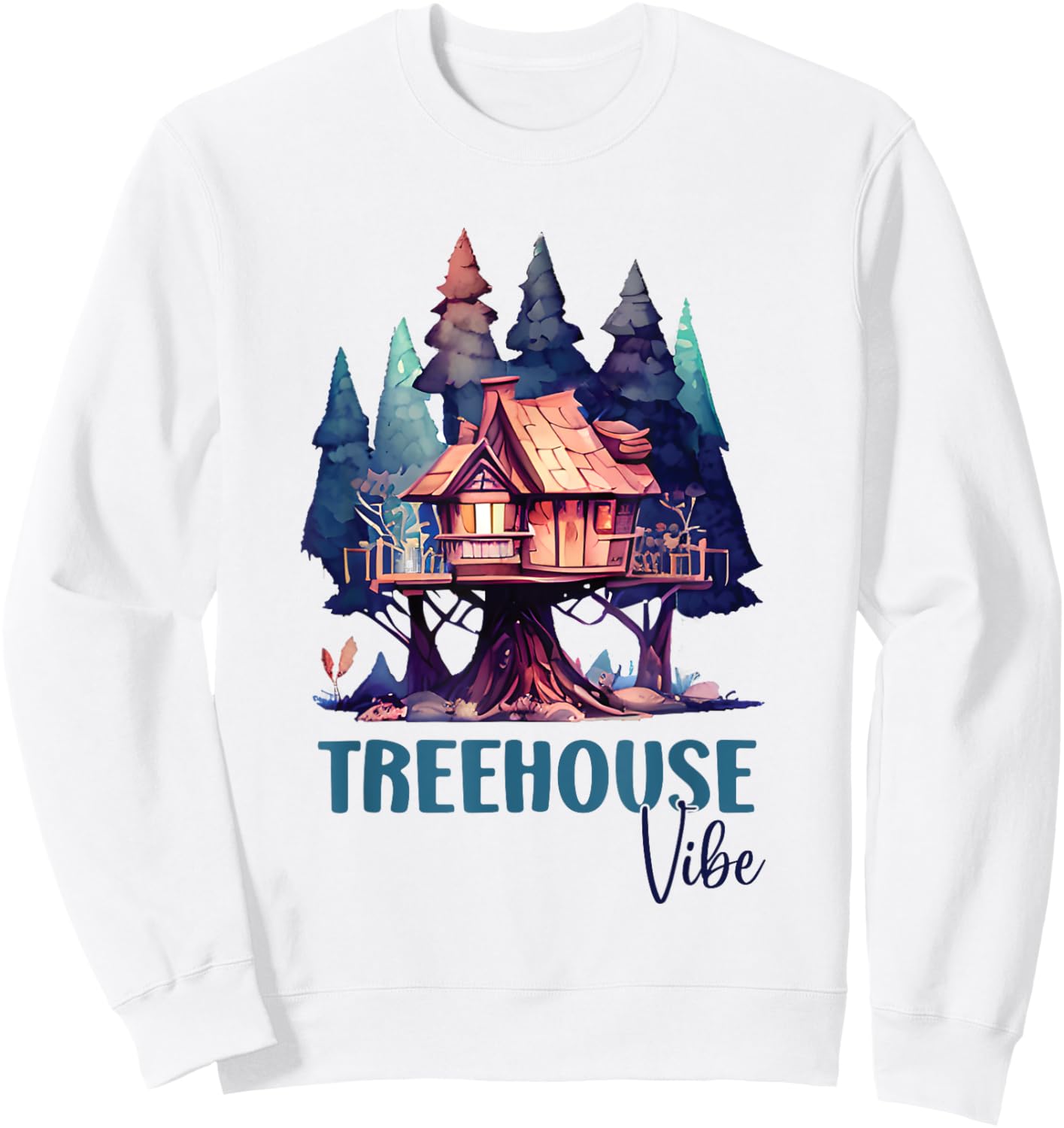 Treehouse Vibe Trees Outdoors Playhouse Sweatshirt - Sweatshirt | White