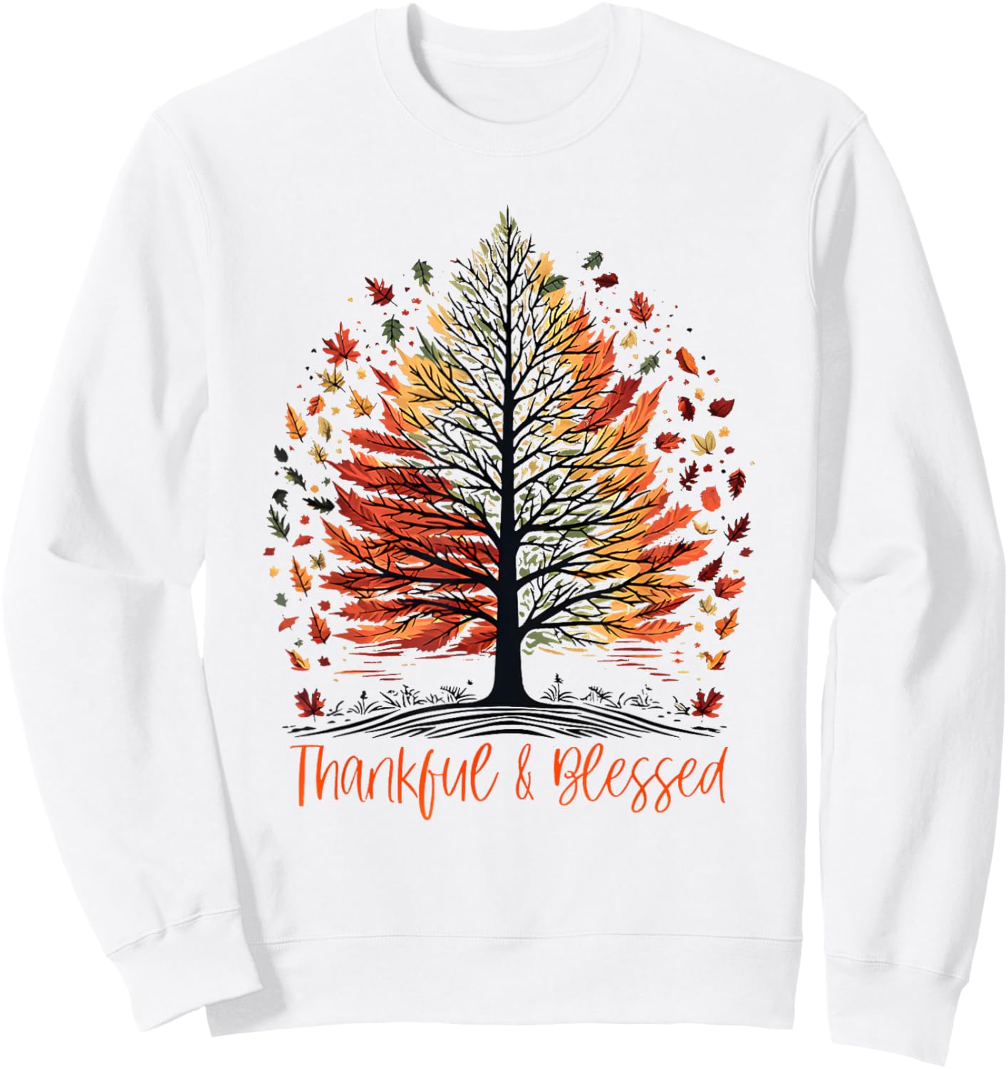 Thankful Blessed Autumn Tree Sweatshirt - Sweatshirt | White