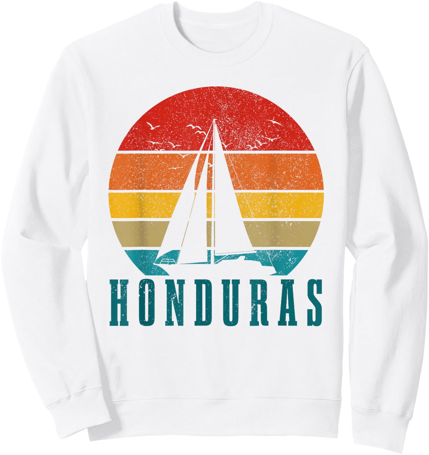 Honduras Vintage Sailing Boat Sailor Souvenir Sweatshirt - Sweatshirt | White
