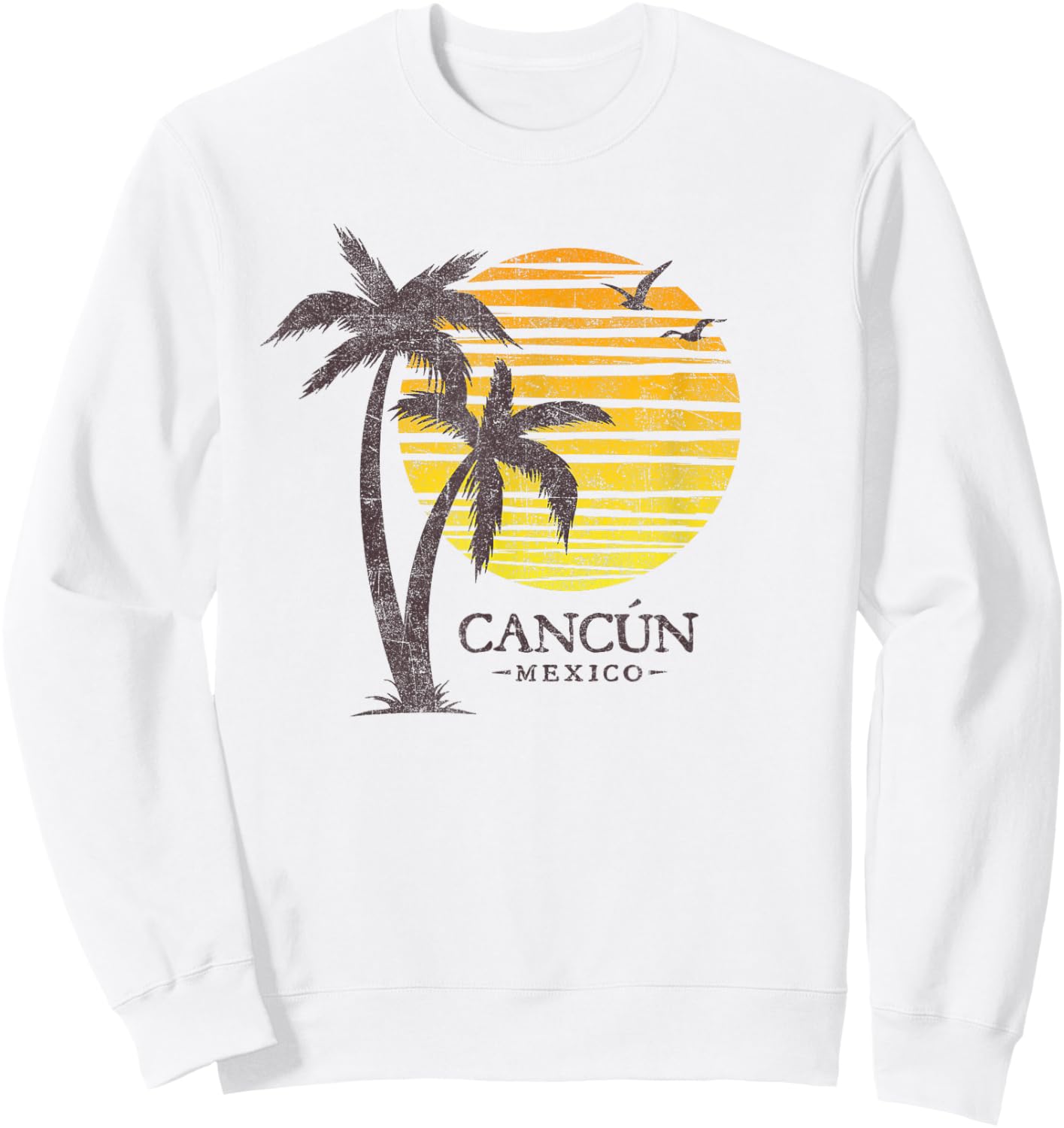 Cancun Mexico Souvenir Beach Sunset Vintage Sweatshirt - Sweatshirt | White
