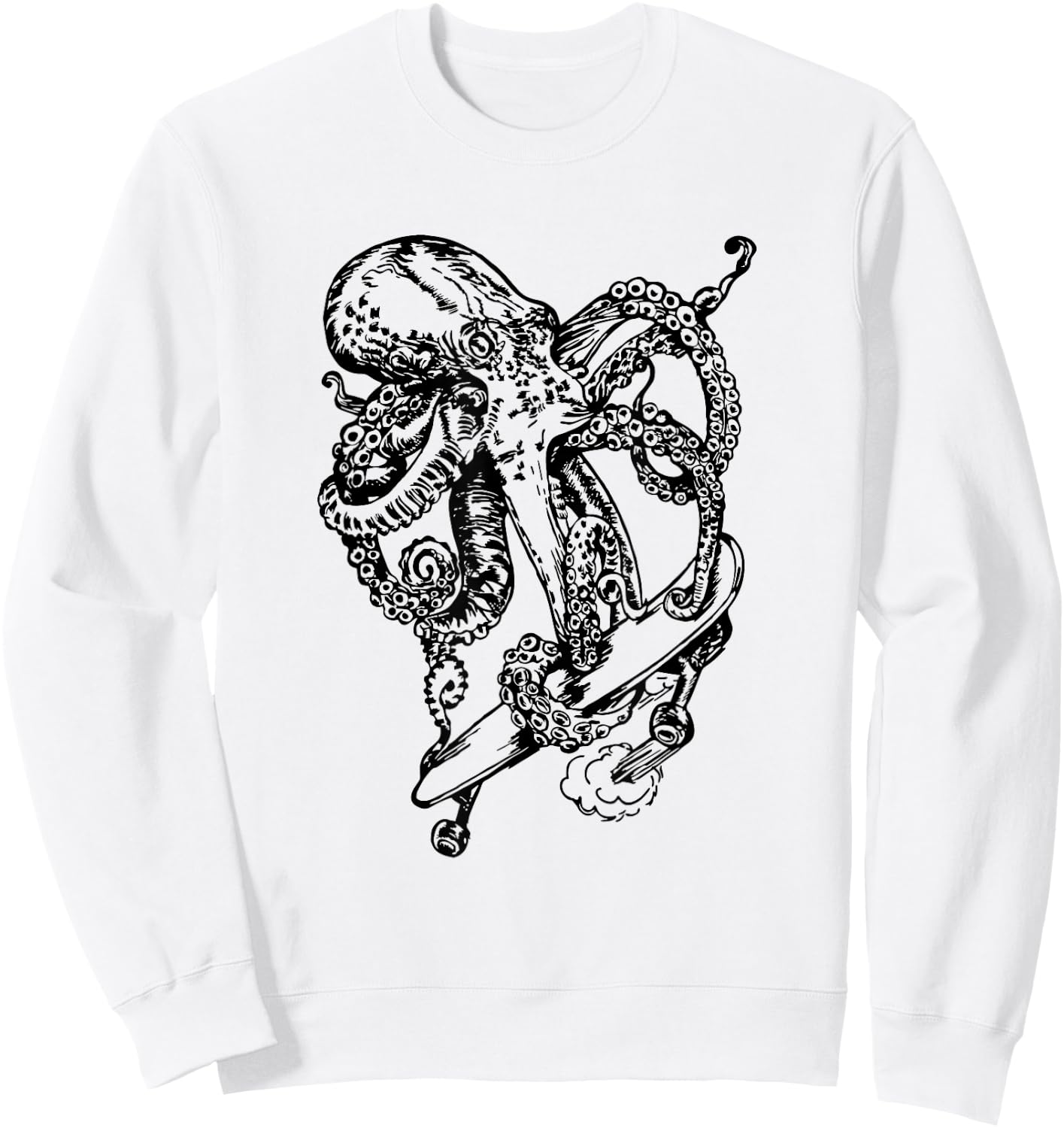 Octopus Skater Funny Skateboarding Beach Skateboarder Sweatshirt - Sweatshirt | White