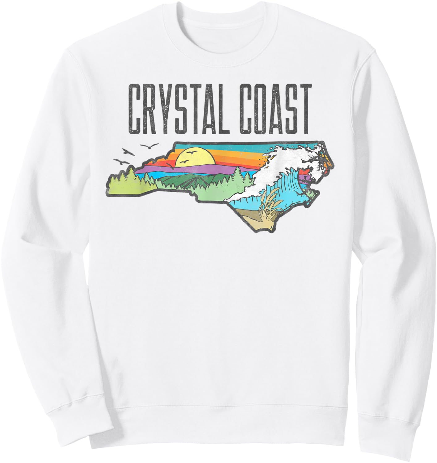 Crystal Coast State of North Carolina Outdoors Graphic Sweatshirt - Sweatshirt | White