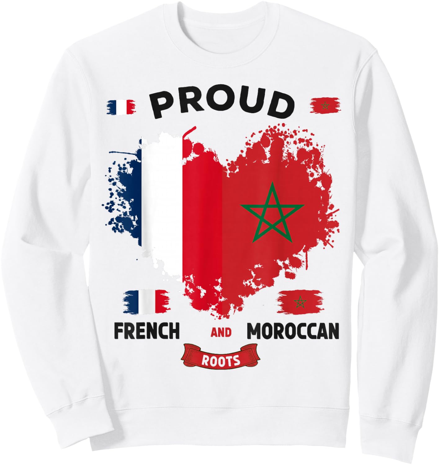 French Moroccan Flag Idea for Kids Morocco Culture Themed Sweatshirt - Sweatshirt | White